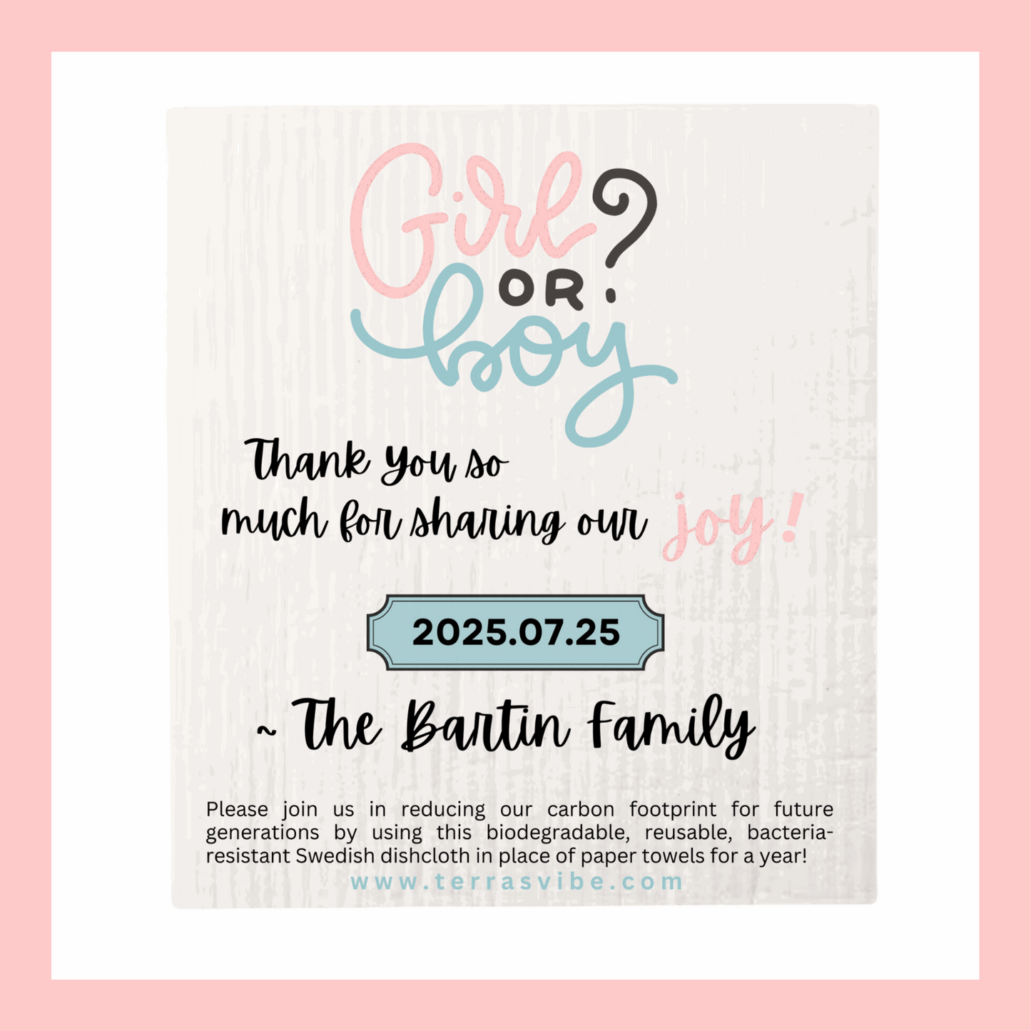 GENDER REVEAL PARTY FAVOUR ~ PERSONALIZED
