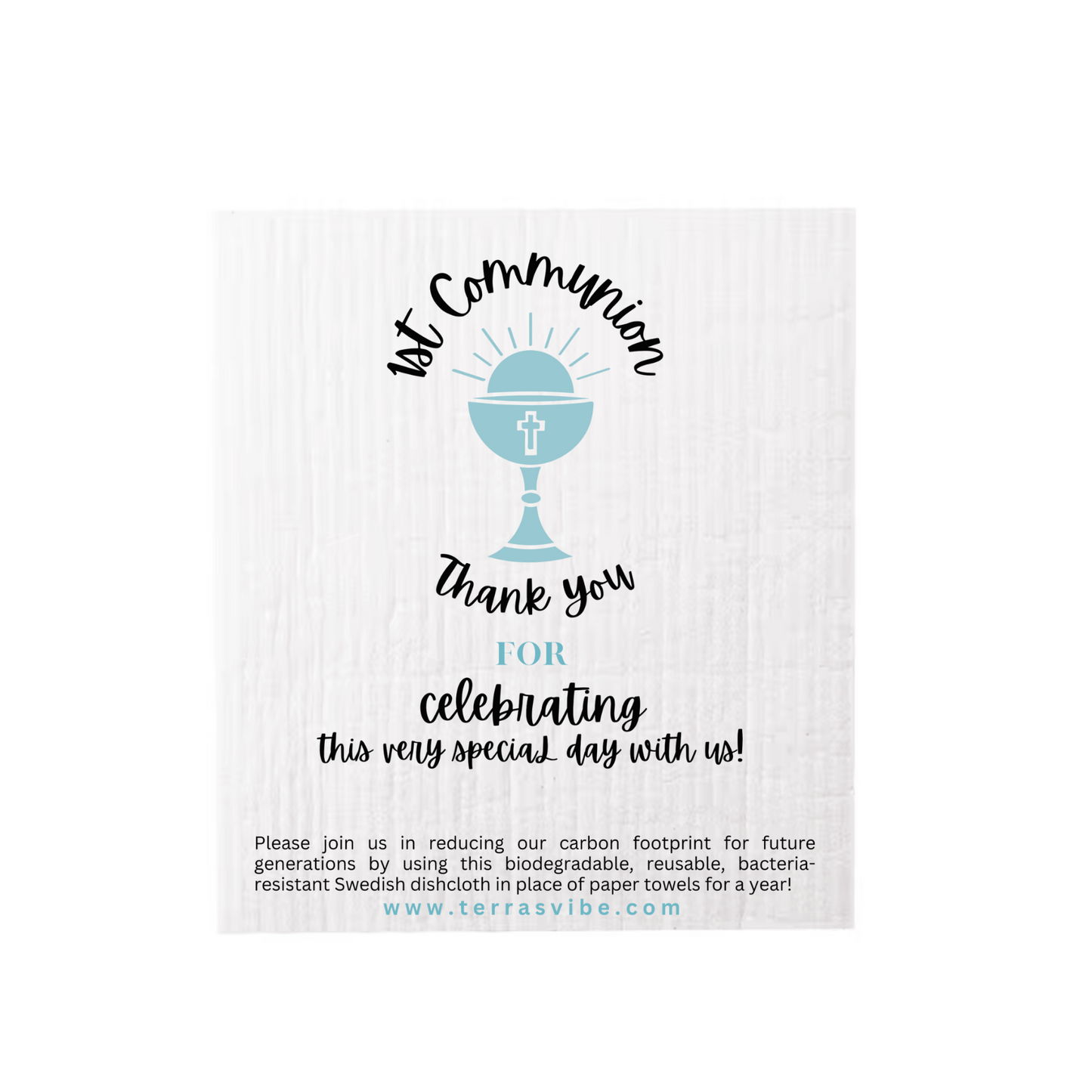 Blue Swedish Dishcloth | 1st Communion Dishcloth | Terra's Vibe