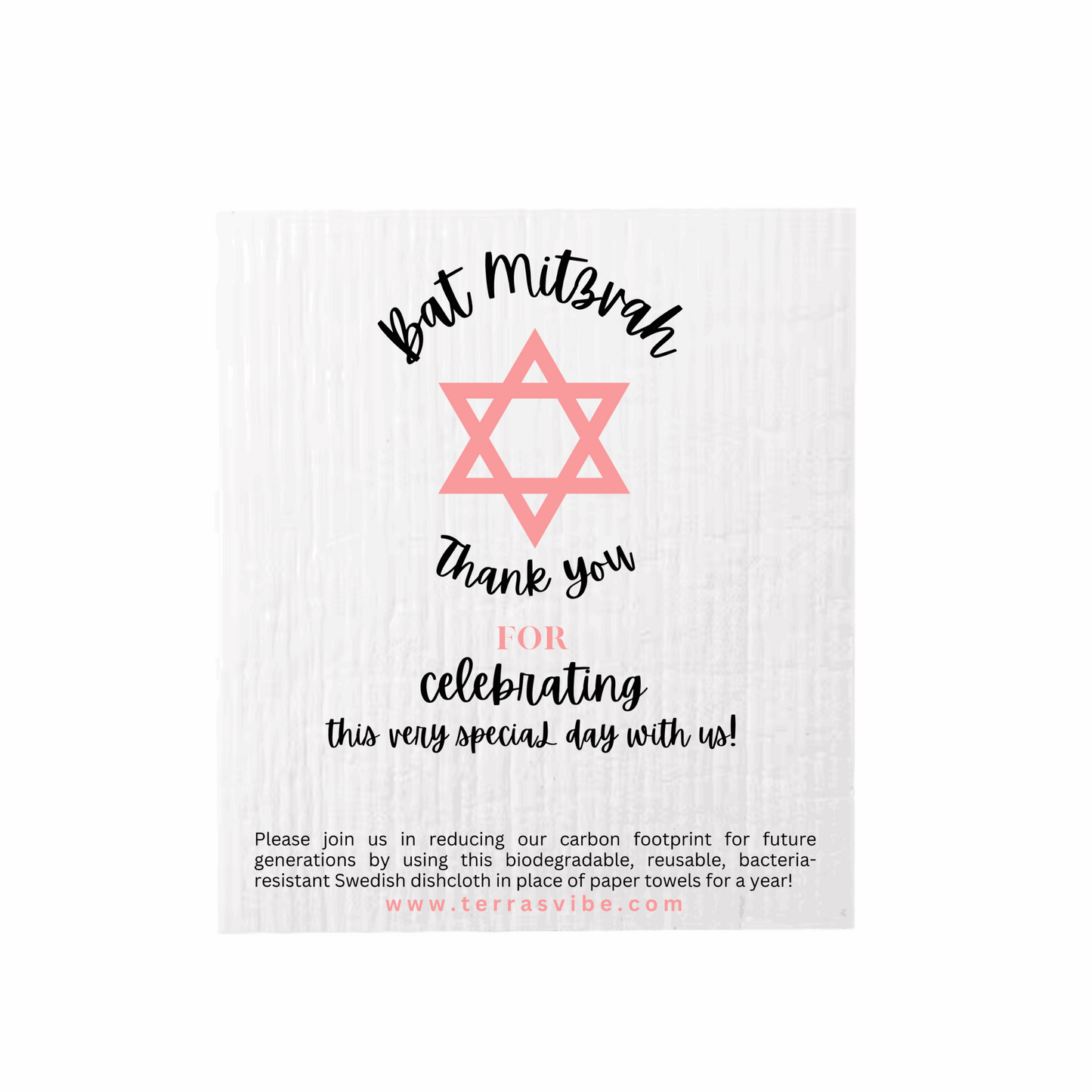 Child's Bat Mitzvah Favor | Swedish Dishcloth Favor | Terra's Vibe