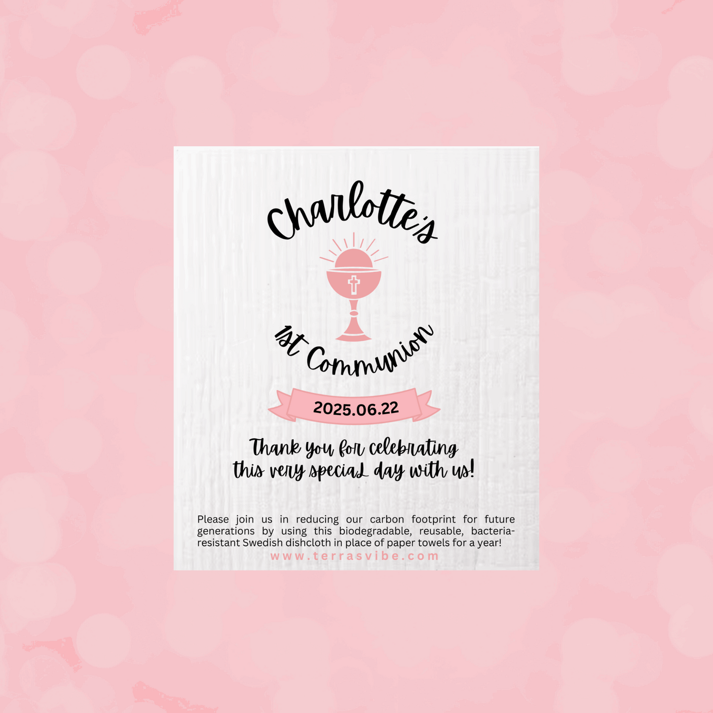 Pink Swedish Dishcloth | Personalized Dishcloth | Terra's Vibe