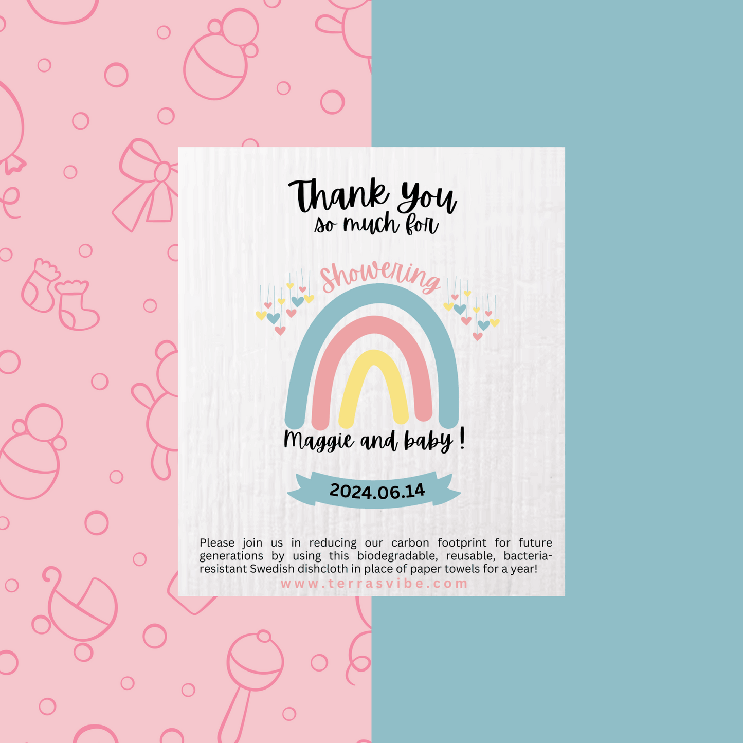 Baby Shower Dishcloth Favor | Personalized Favor | Terra's Vibe