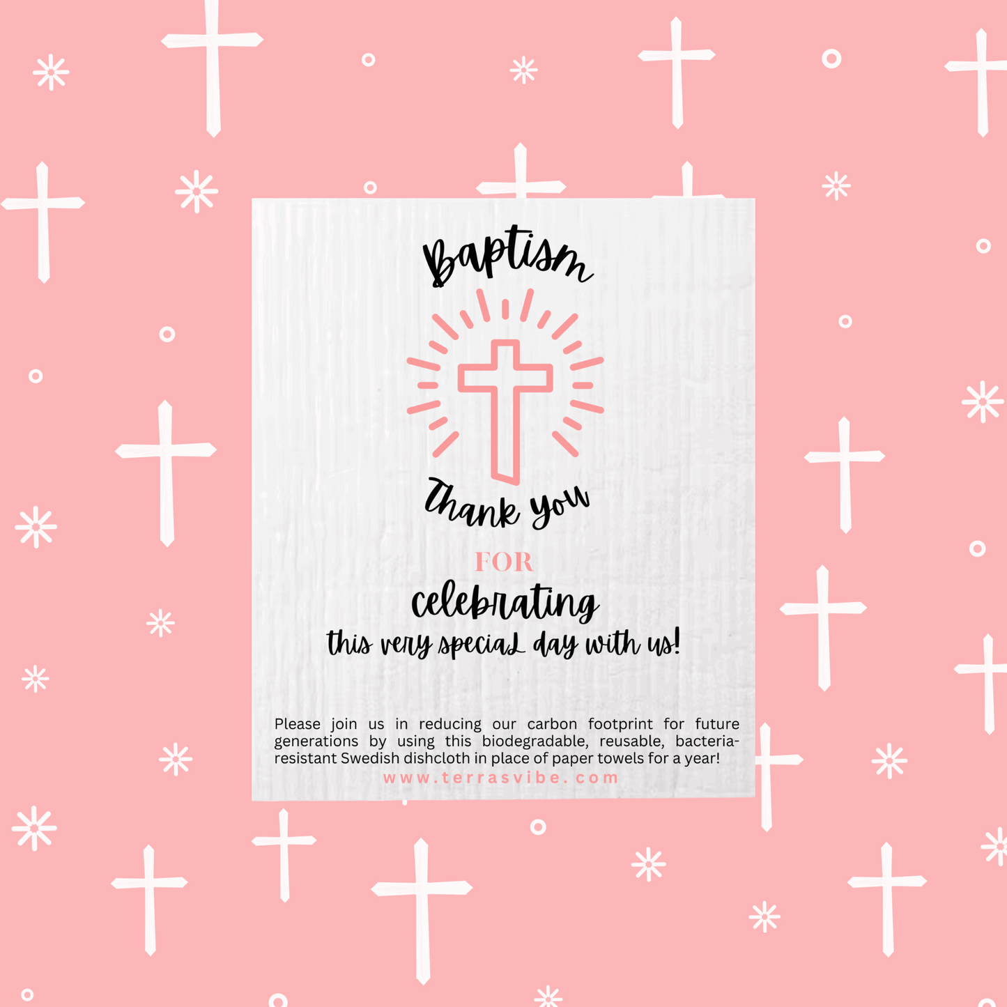 Baptism Swedish Dishcloth Favor | Terra's Vibe