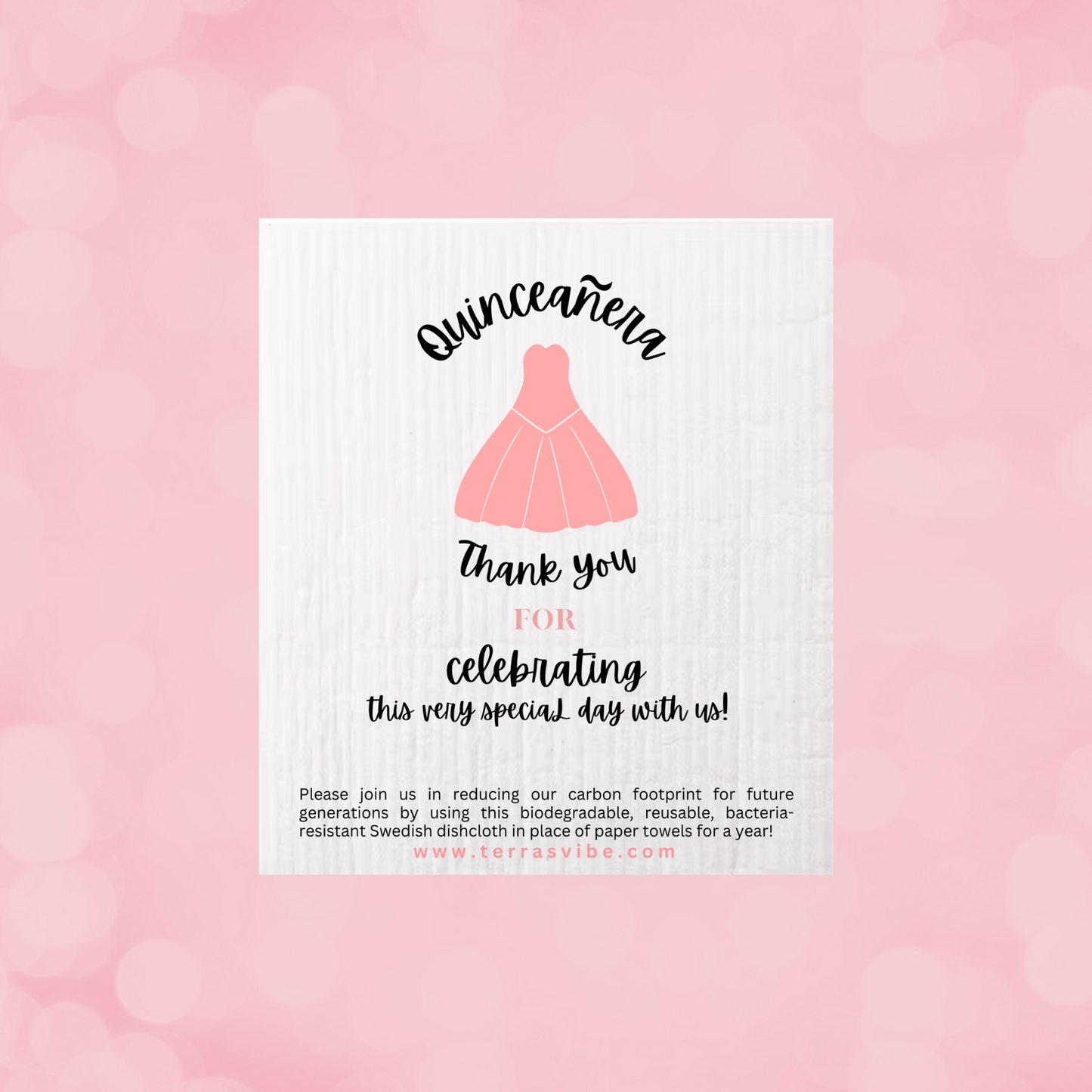 Quinceanera Dishcloth Favor | Quinceanera Swedish Favor | Terra's Vibe