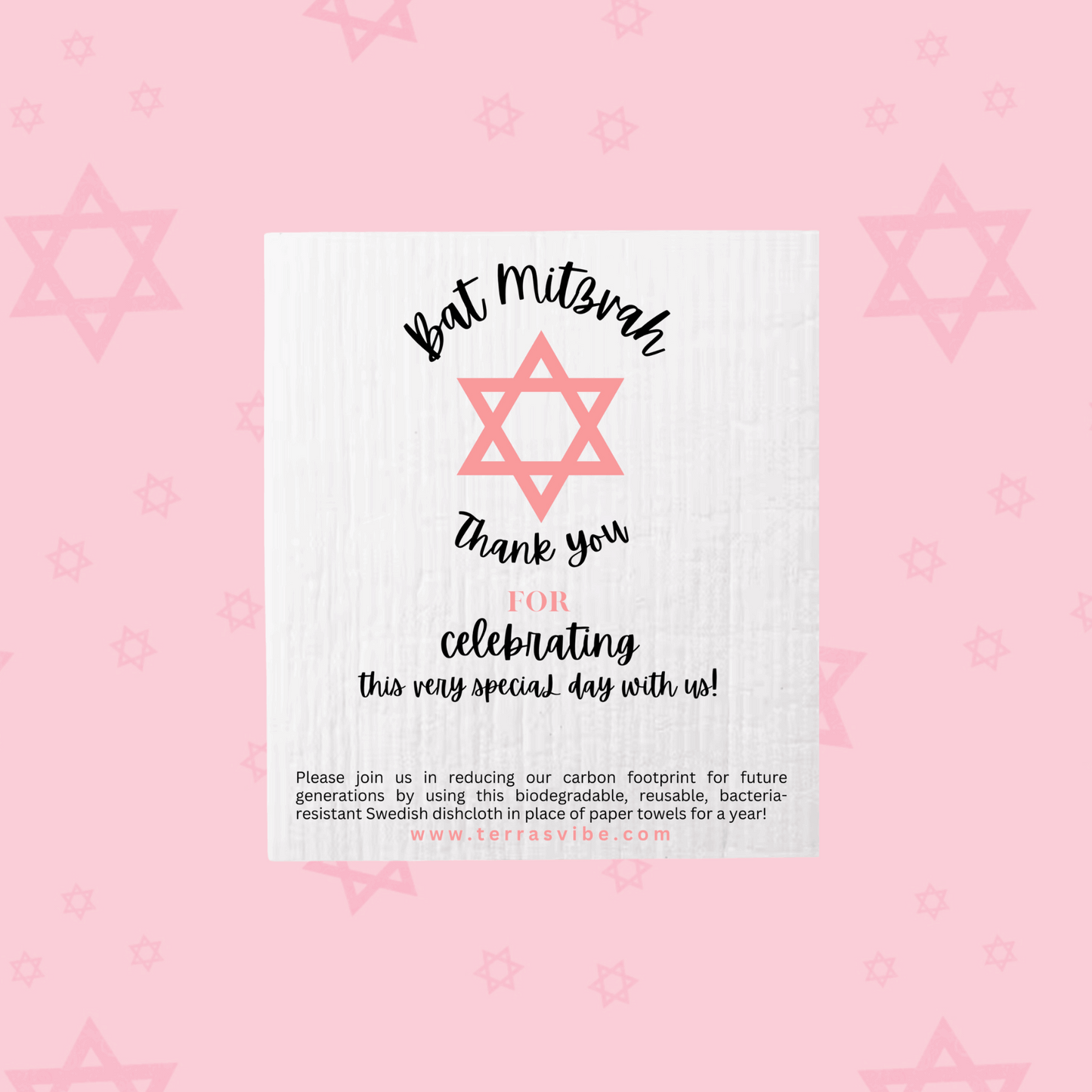 Child's Bat Mitzvah Favor | Swedish Dishcloth Favor | Terra's Vibe