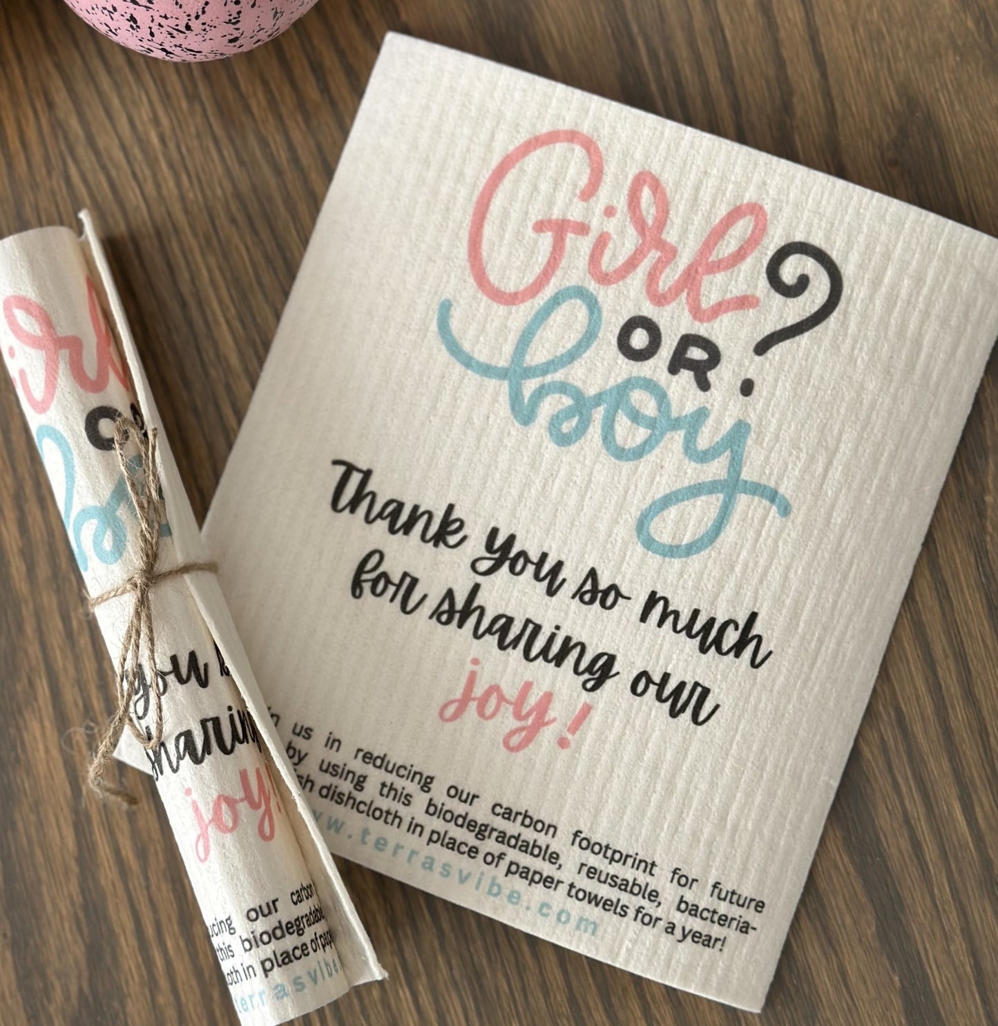 GENDER REVEAL PARTY FAVOR ~ Swedish Dishcloth