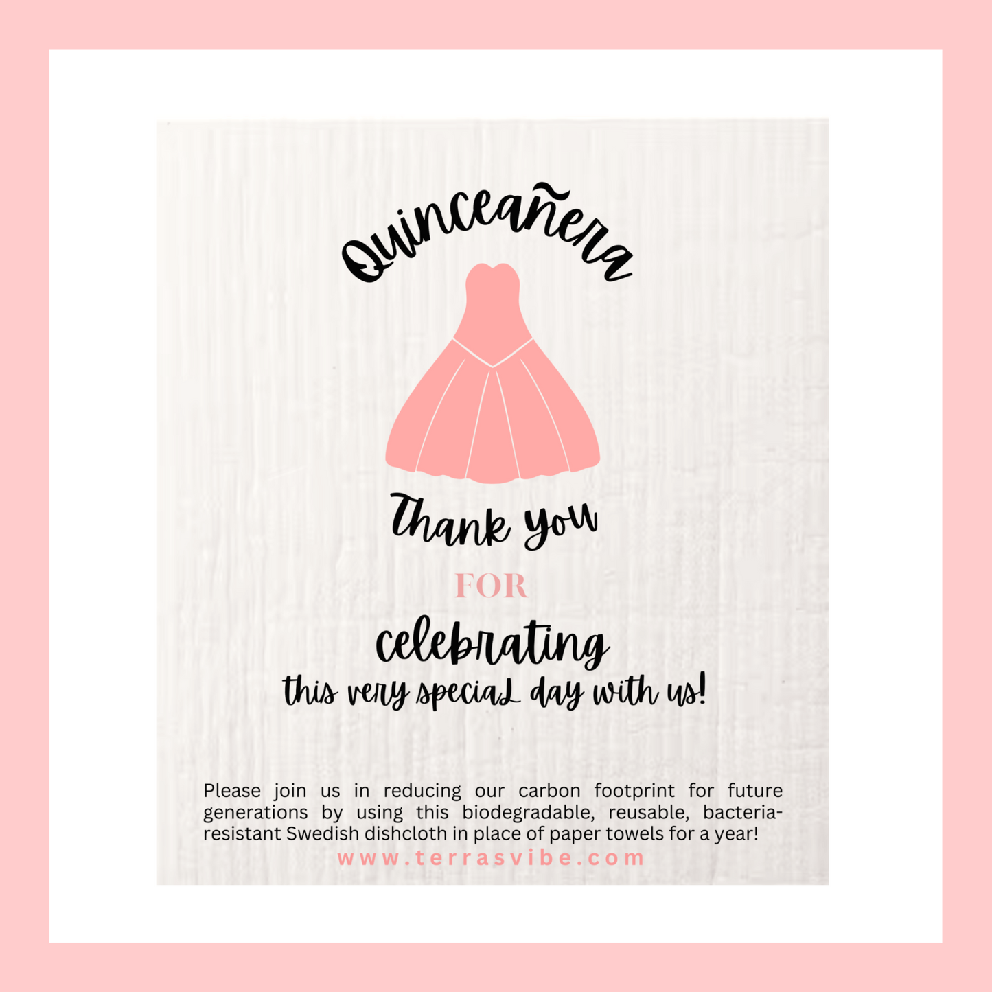 QUINCEANERA FAVOR ~ Swedish Dishcloth
