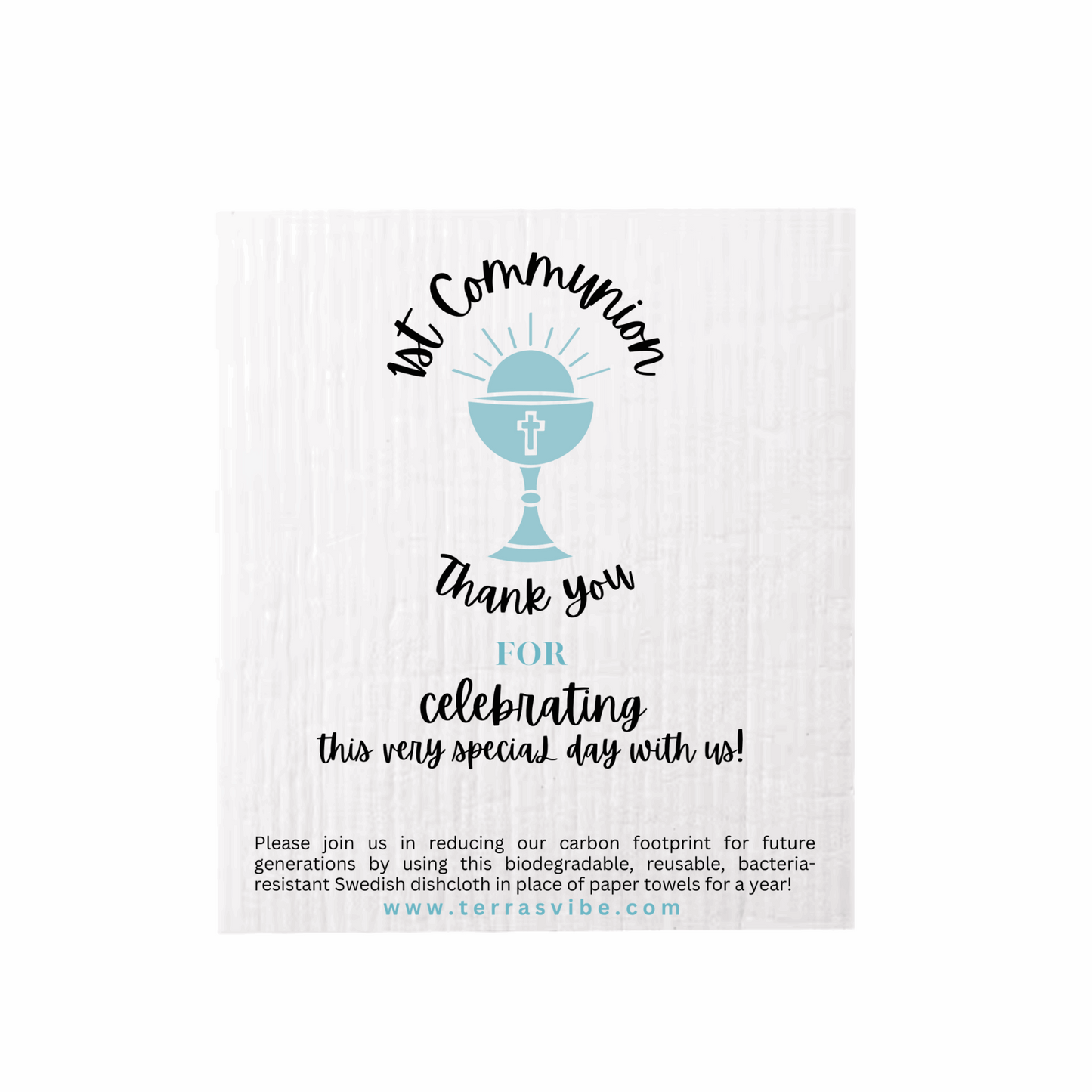 Blue Swedish Dishcloth | 1st Communion Dishcloth | Terra's Vibe