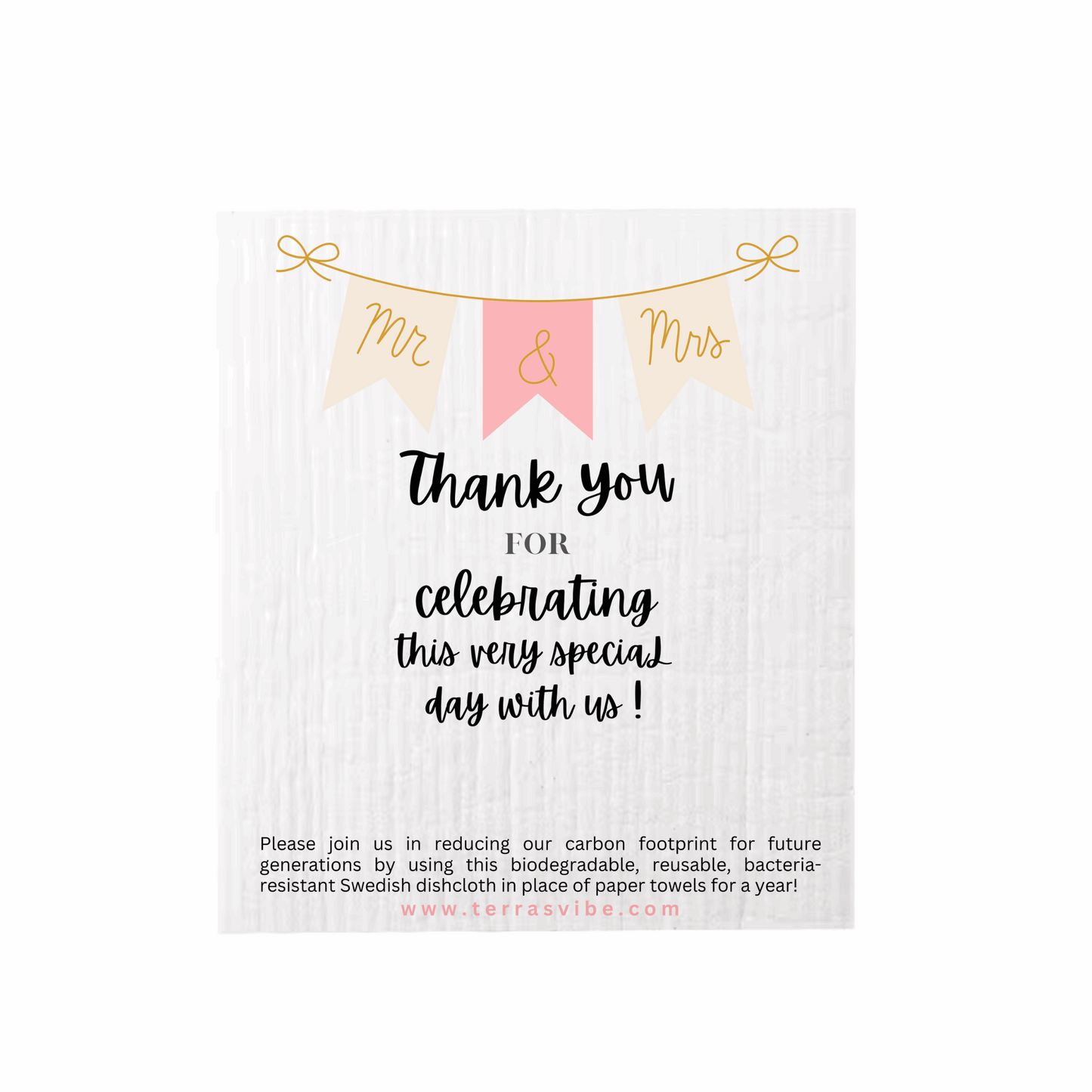 WEDDING FAVOUR ~ Swedish Dishcloth [pink, black or gold]