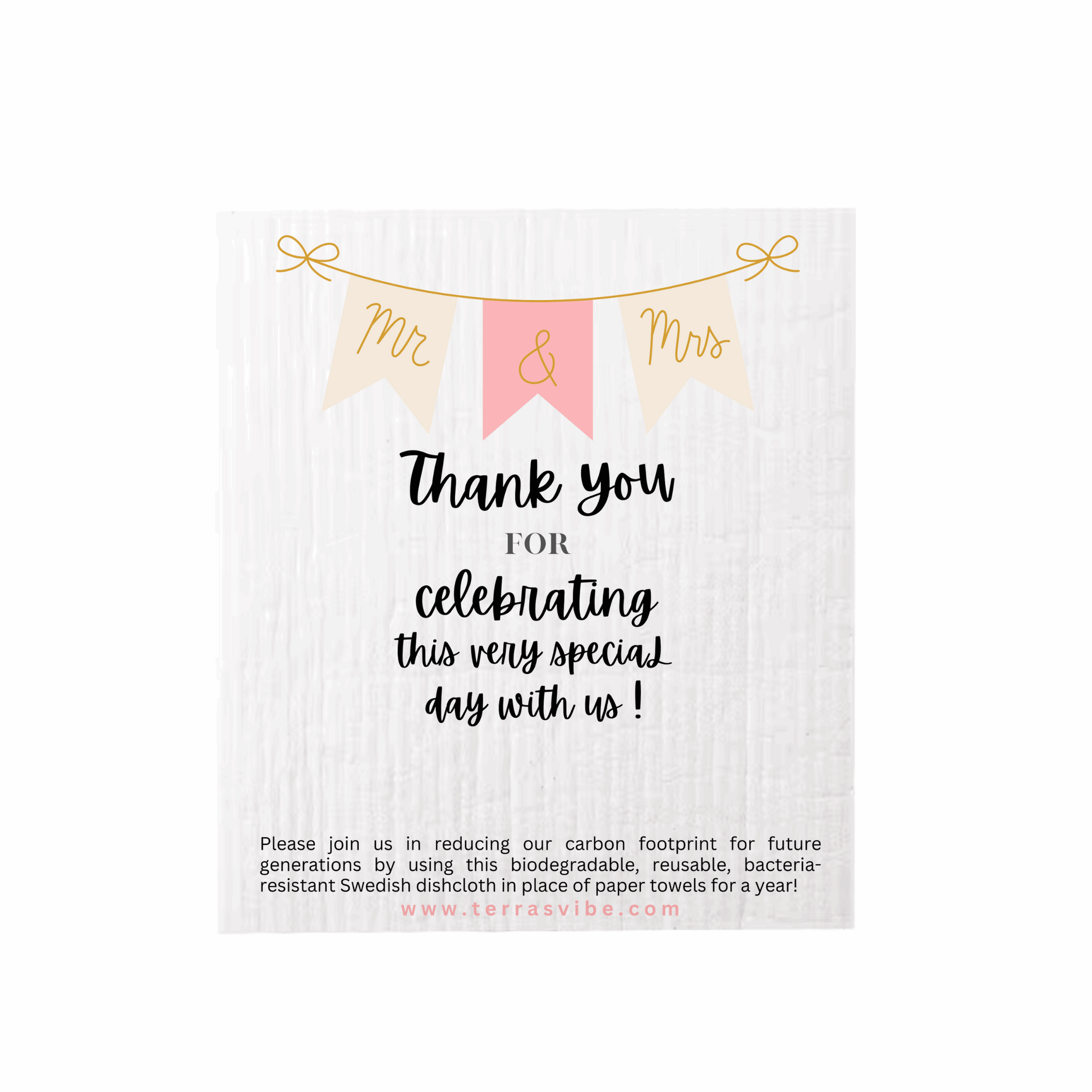 WEDDING FAVOUR ~ Swedish Dishcloth [pink, black or gold]