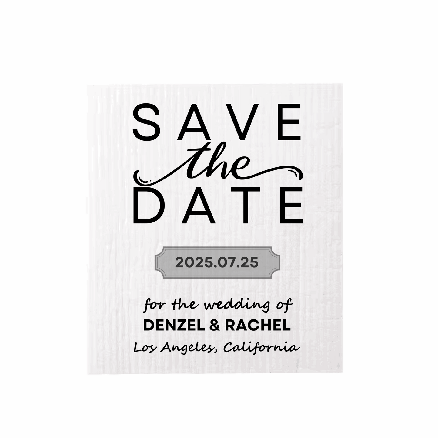SAVE-THE-DATE ANNOUNCEMENT ~  Swedish Dishcloth [Center style A - pink, black, gold or peach]