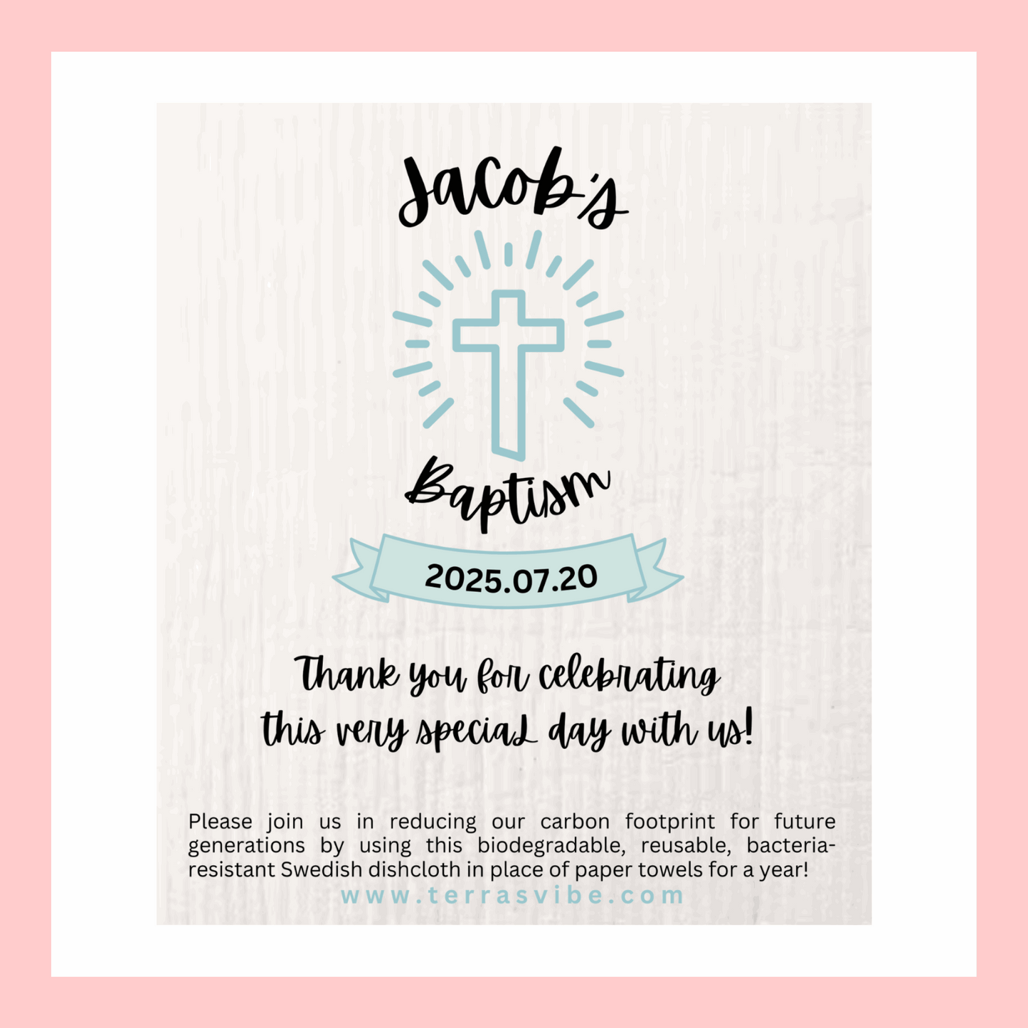 BAPTISM FAVOUR ~ PERSONALIZED ~ [pink or blue]