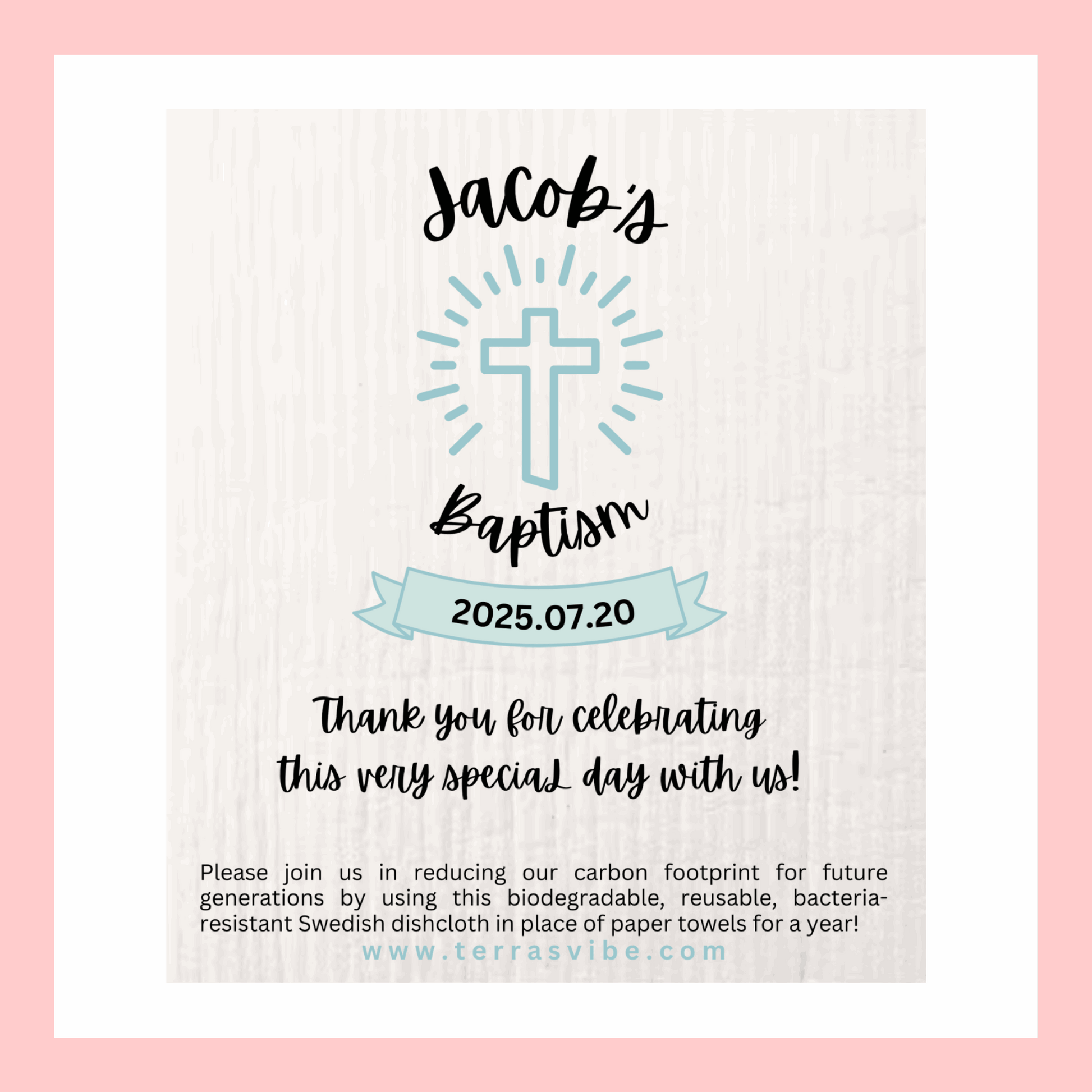 BAPTISM FAVOUR ~ PERSONALIZED ~ [pink or blue]