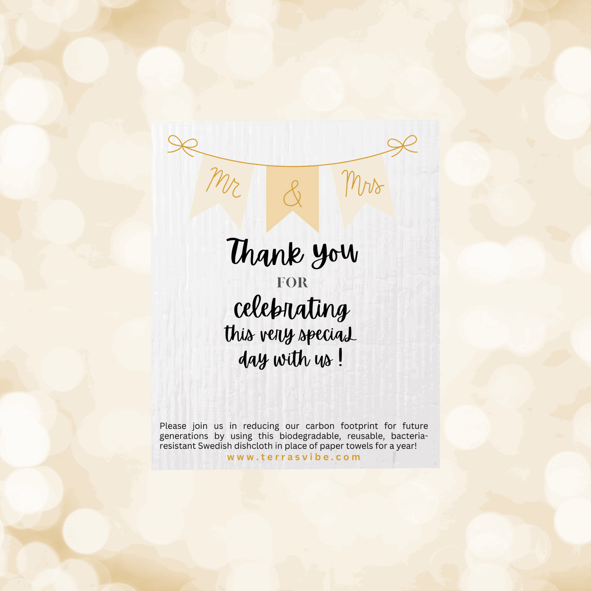 WEDDING FAVOUR ~ Swedish Dishcloth [pink, black or gold]