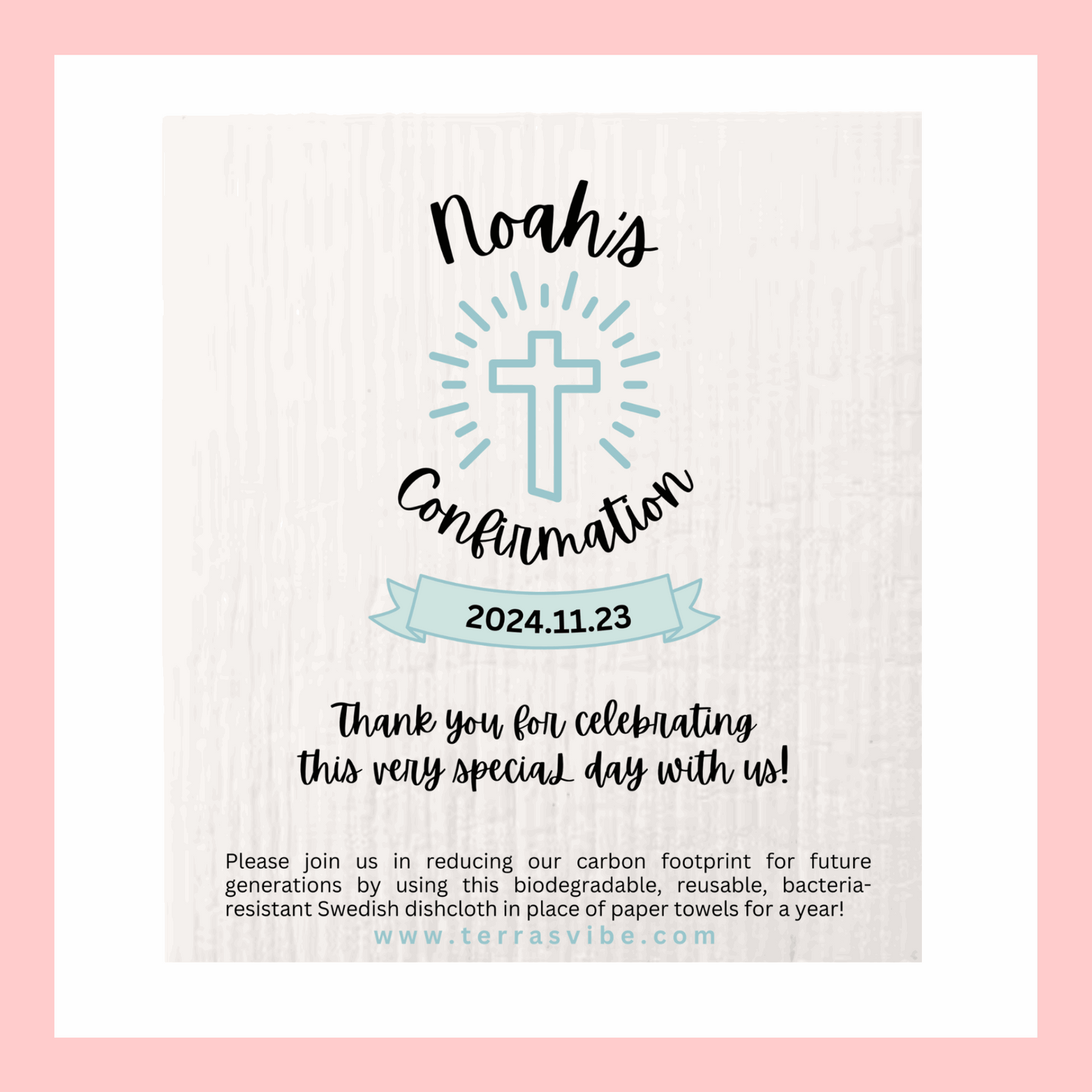 CONFIRMATION FAVOUR ~ PERSONALIZED  [pink or blue]
