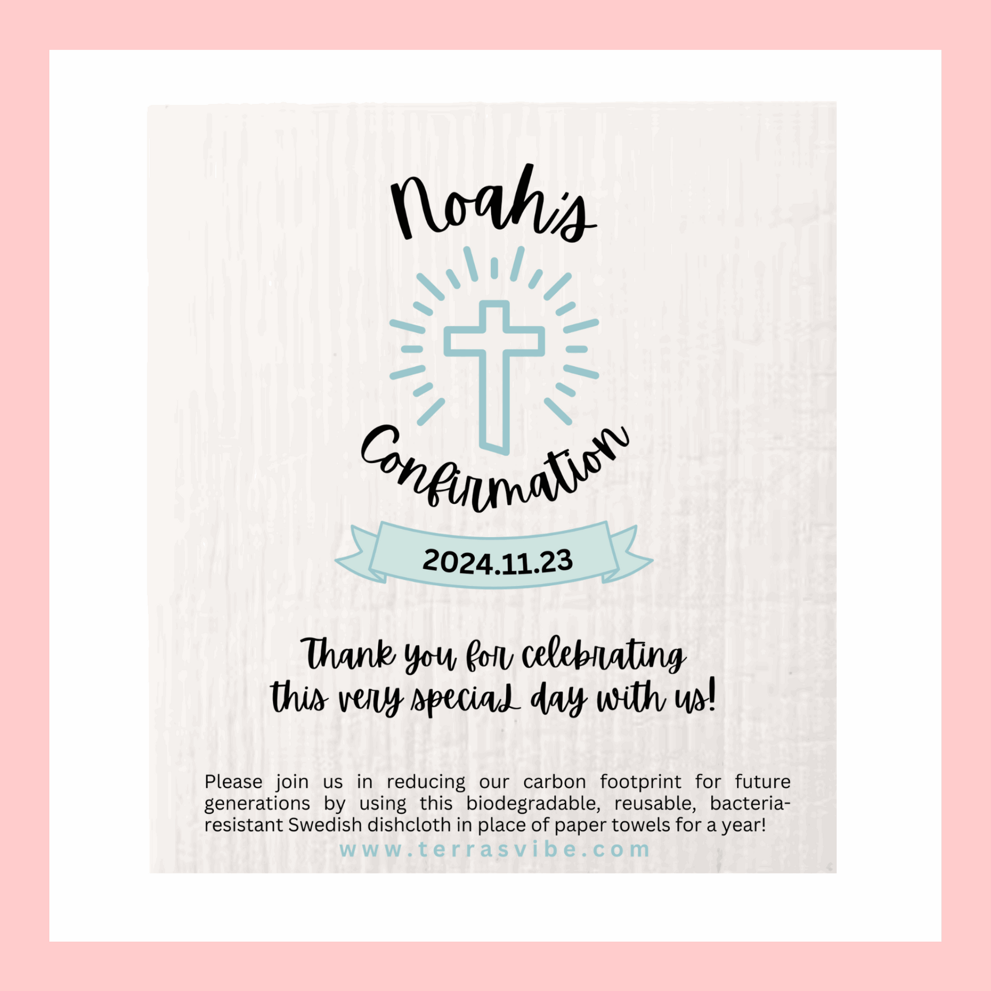 CONFIRMATION FAVOUR ~ PERSONALIZED  [pink or blue]