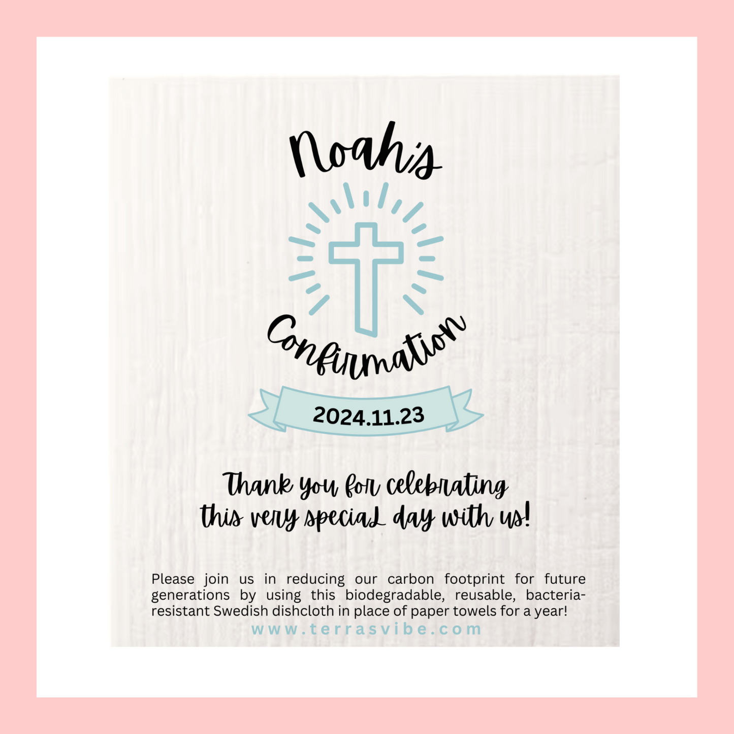 CONFIRMATION FAVOR ~ PERSONALIZED  [pink or blue]
