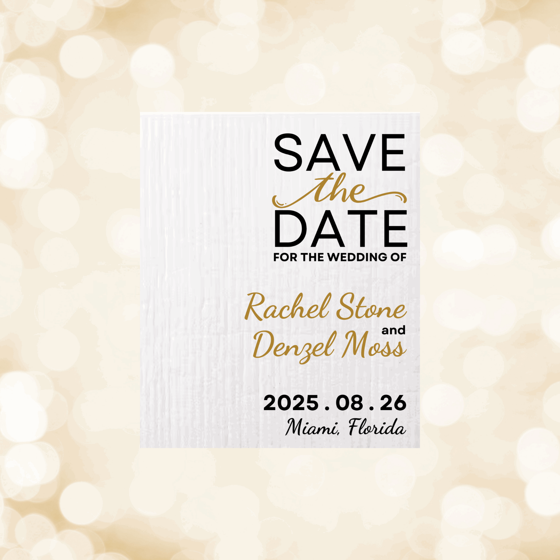 SAVE-THE-DATE ANNOUNCEMENT ~ Swedish Dishcloth [Right Justified style C -pink, black, gold or peach]