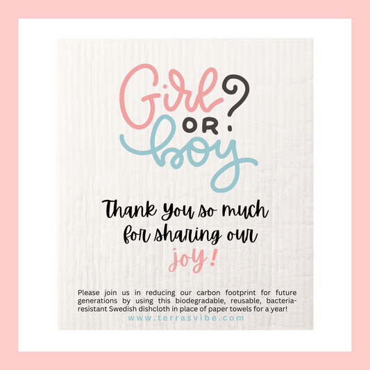 GENDER REVEAL PARTY FAVOR ~ Swedish Dishcloth