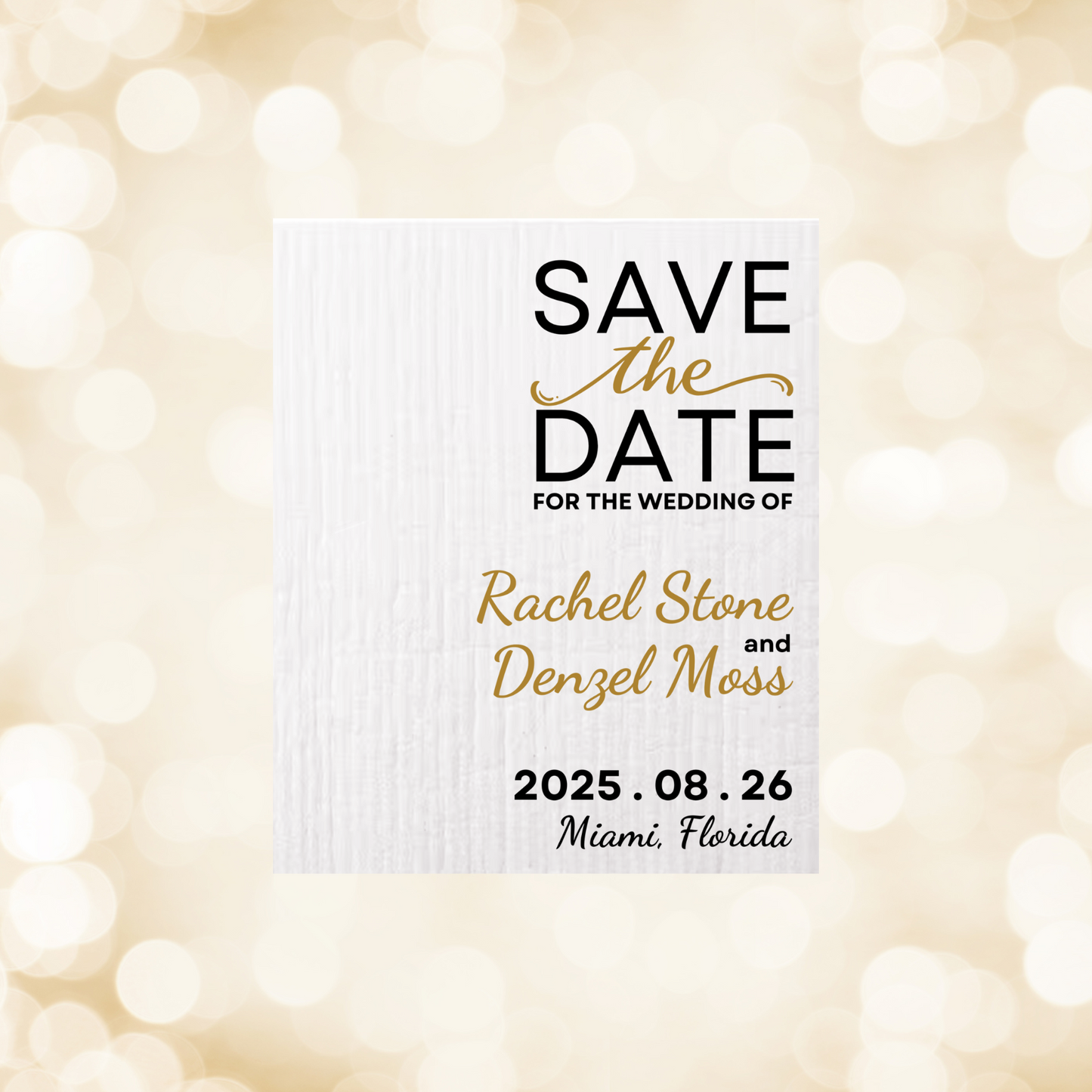 SAVE-THE-DATE ANNOUNCEMENT ~ Swedish Dishcloth [Right Justified style C -pink, black, gold or peach]