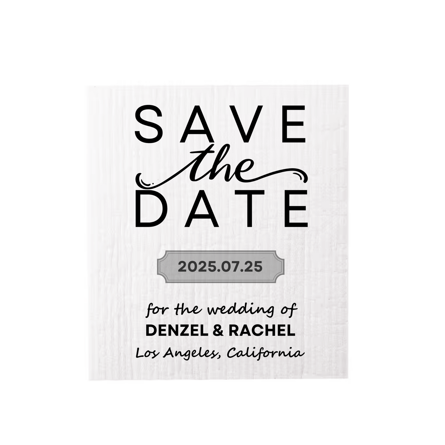 SAVE-THE-DATE ANNOUNCEMENT ~  Swedish Dishcloth [Center style A - pink, black, gold or peach]