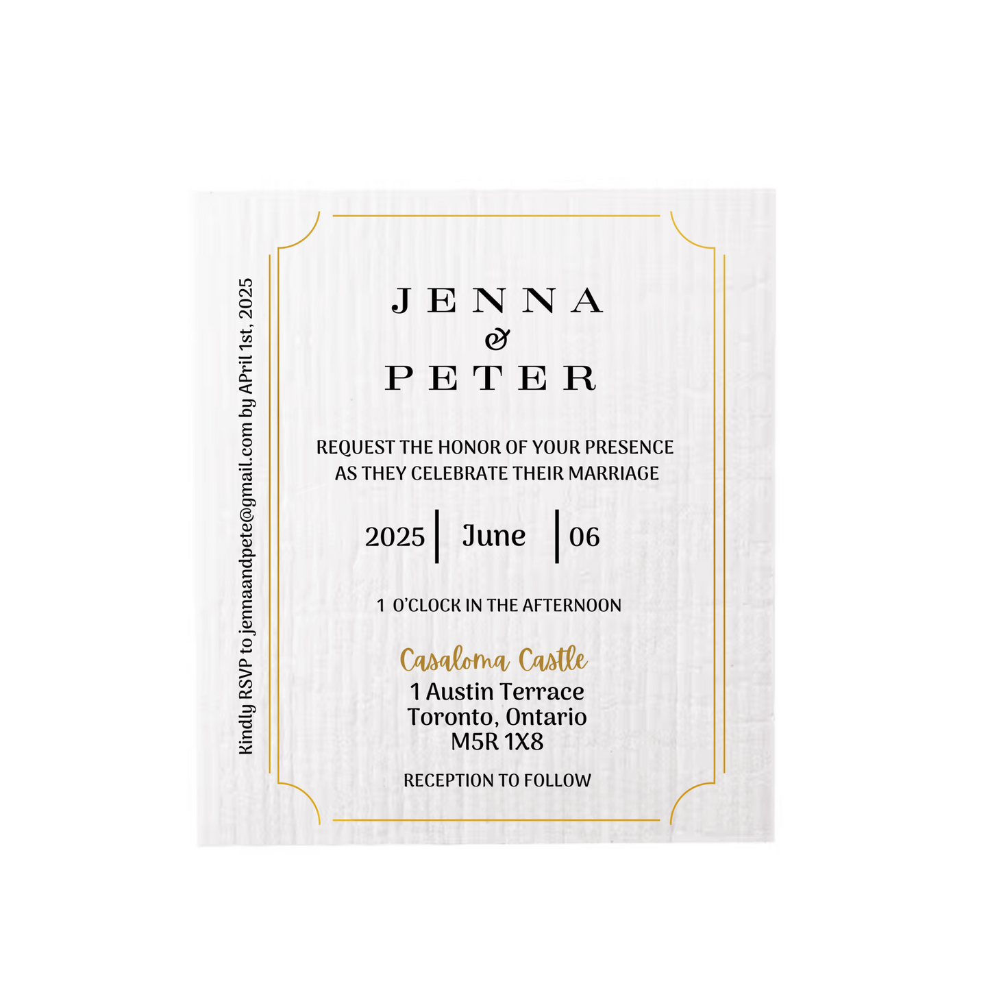 WEDDING INVITATION ~ Swedish Dishcloth [Style BORDER - pink, black, gold or peach]