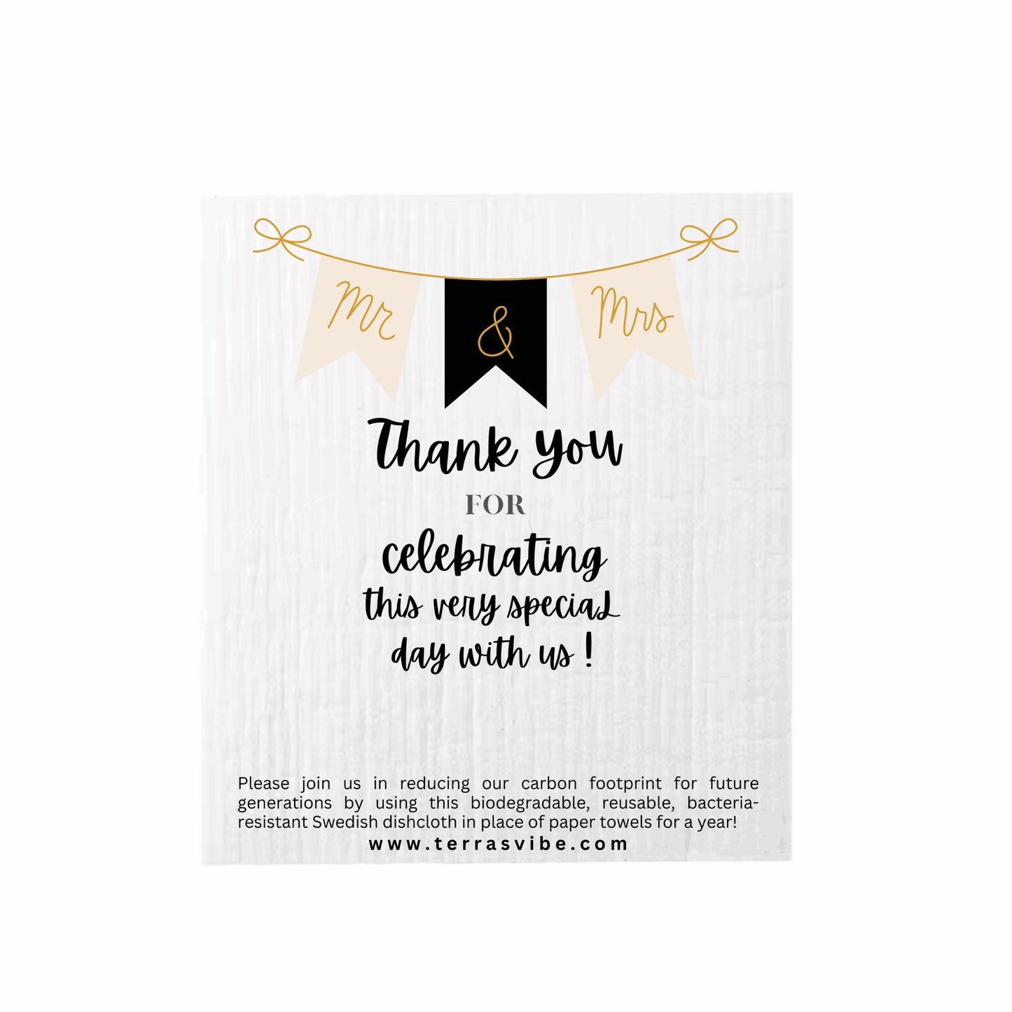 WEDDING FAVOUR ~ Swedish Dishcloth [pink, black or gold]