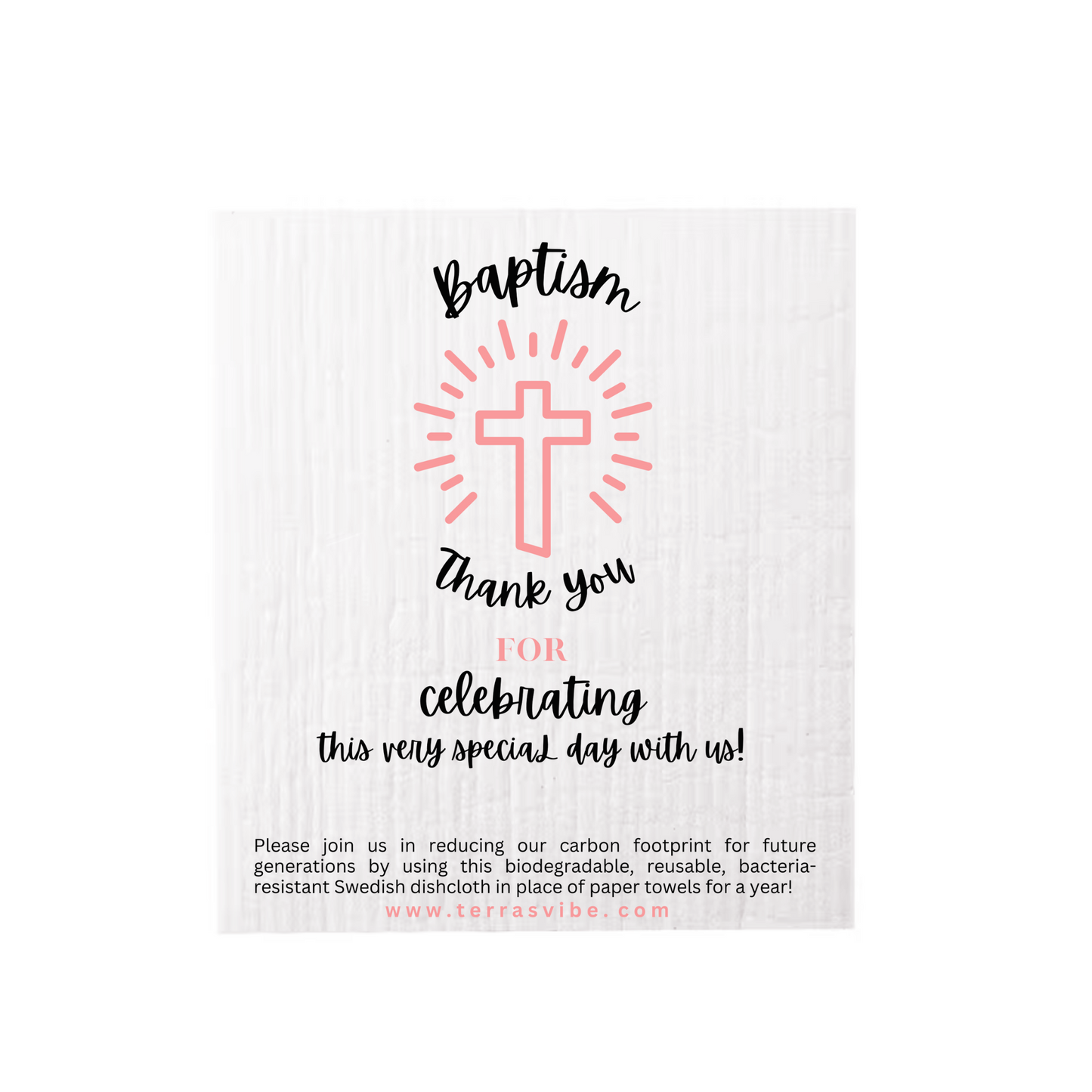 Baptism Swedish Dishcloth Favor | Terra's Vibe