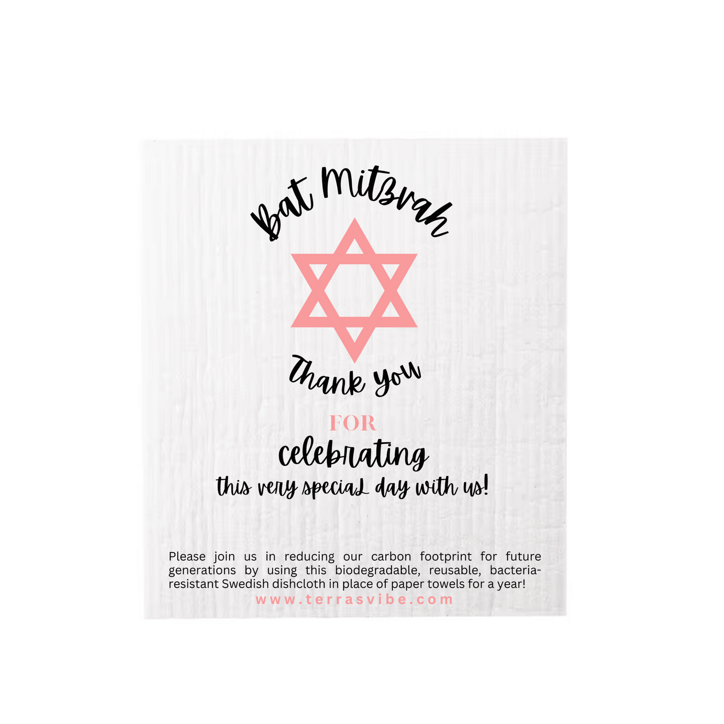 Child's Bat Mitzvah Favor | Swedish Dishcloth Favor | Terra's Vibe