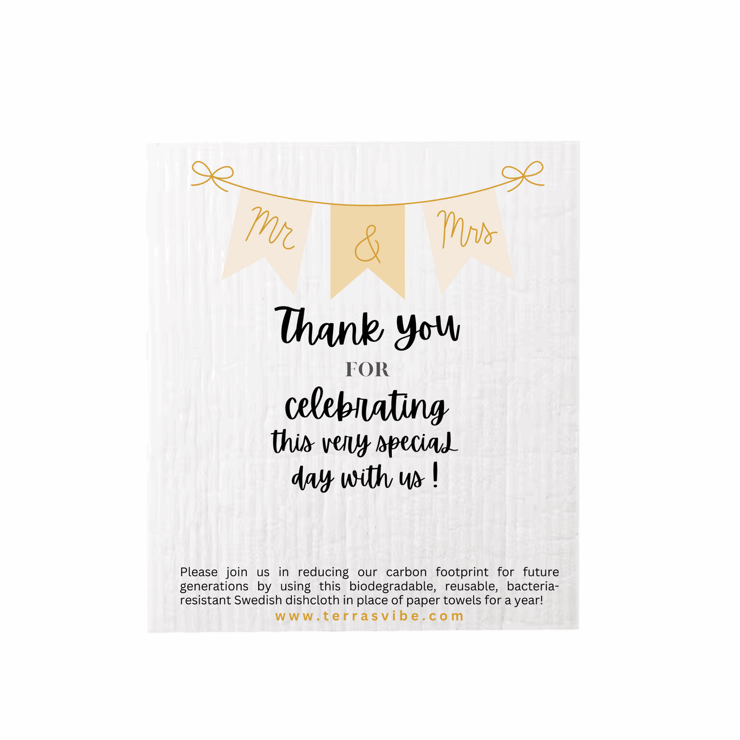 WEDDING FAVOUR ~ Swedish Dishcloth [pink, black or gold]