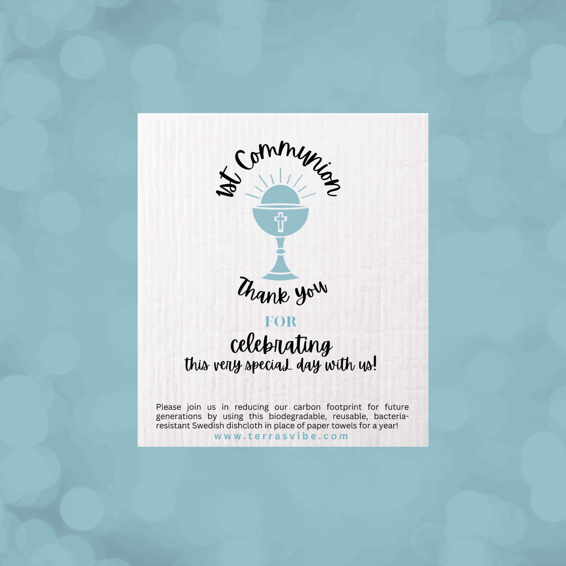 Blue Swedish Dishcloth | 1st Communion Dishcloth | Terra's Vibe