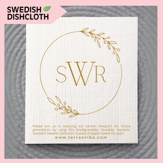 WEDDING FAVOR ~ PERSONALIZED ~ TRIPPLE MONOGRAM ~ Swedish Dishcloth [pink, black or gold]