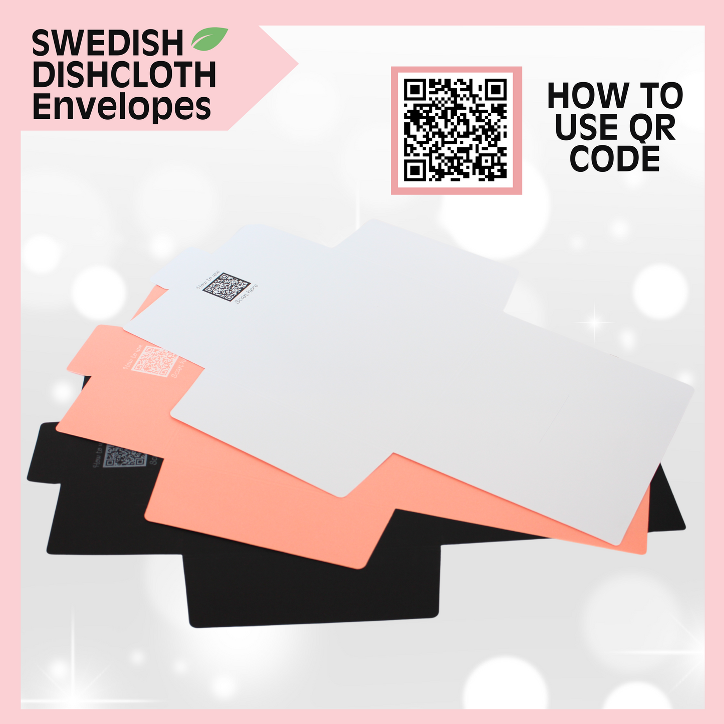 ENVELOPES for Swedish Dishcloths [black, white or peach]