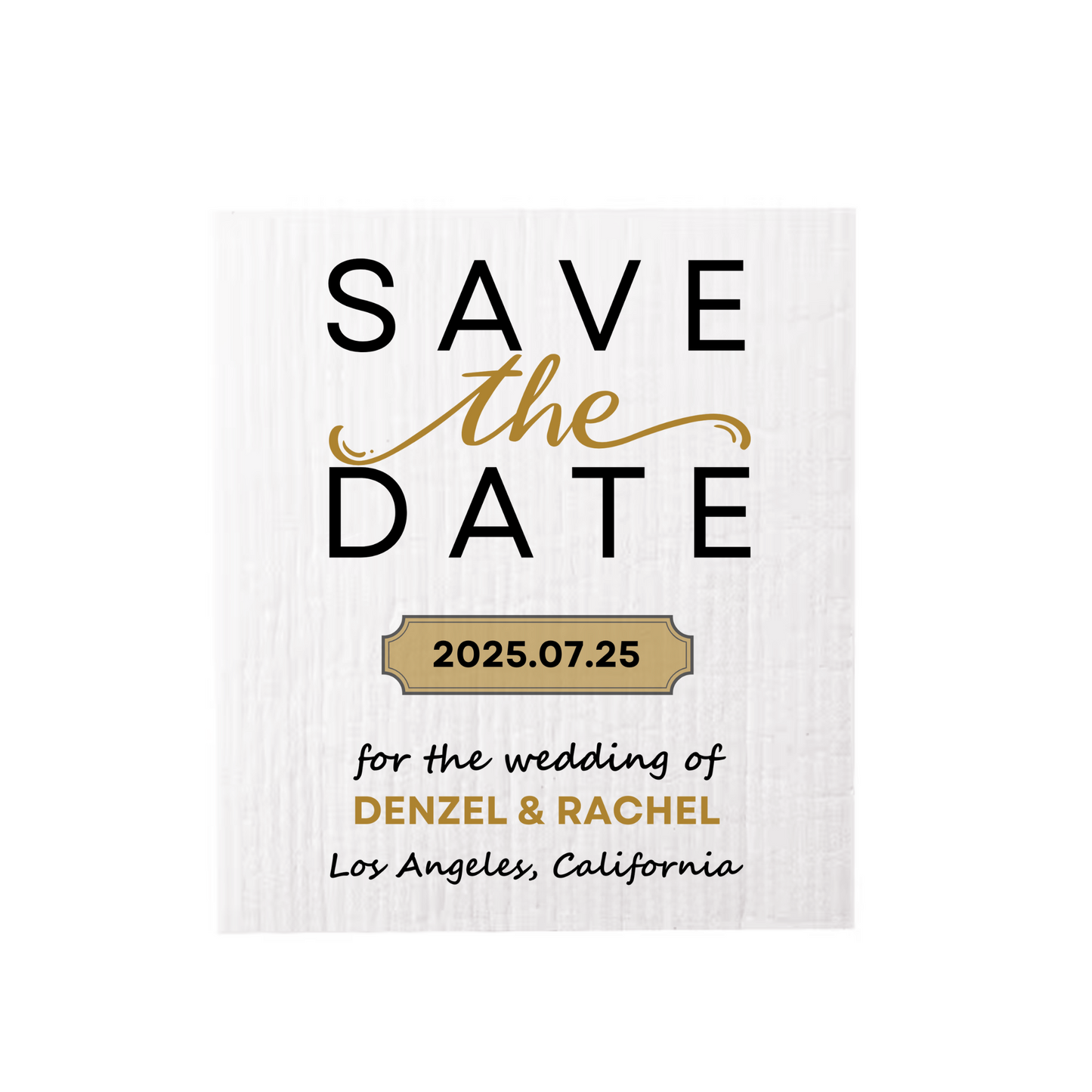 SAVE-THE-DATE ANNOUNCEMENT ~  Swedish Dishcloth [Center style A - pink, black, gold or peach]