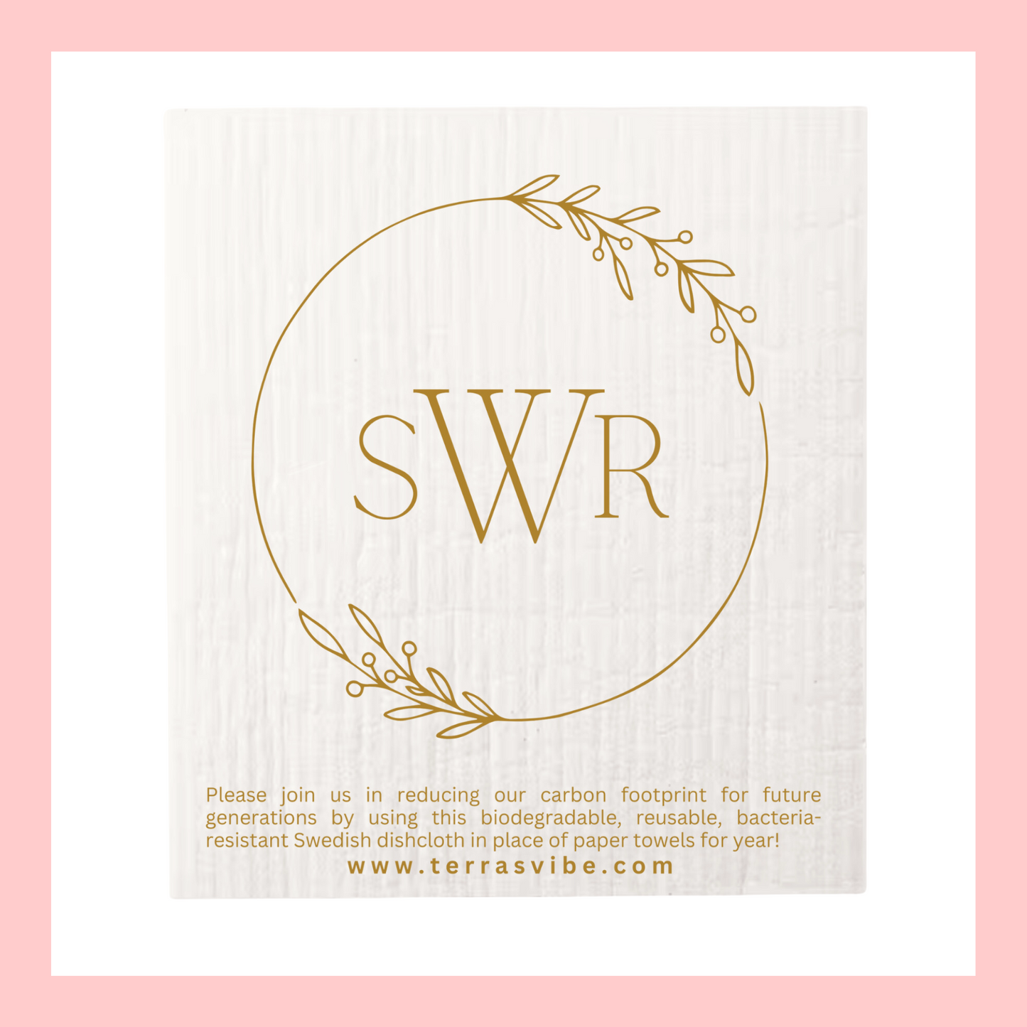 WEDDING FAVOR ~ PERSONALIZED ~ TRIPPLE MONOGRAM ~ Swedish Dishcloth [pink, black or gold]