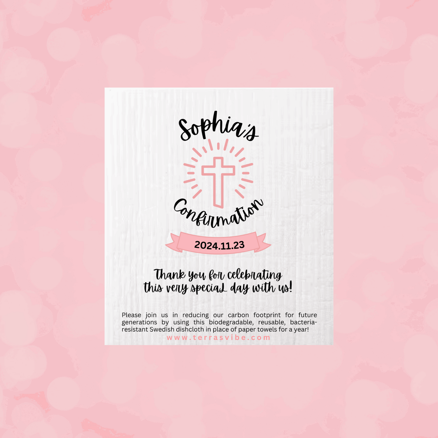 CONFIRMATION FAVOUR ~ PERSONALIZED  [pink or blue]