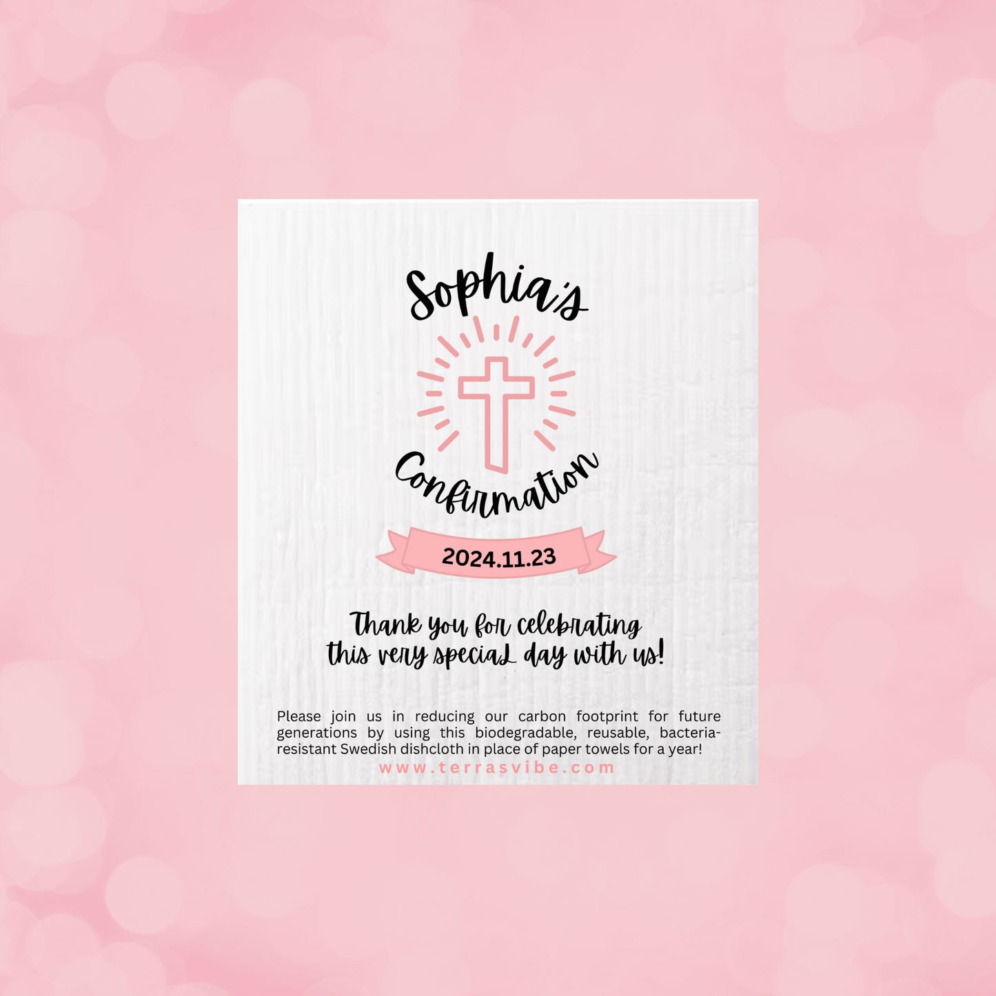 CONFIRMATION FAVOR ~ PERSONALIZED  [pink or blue]