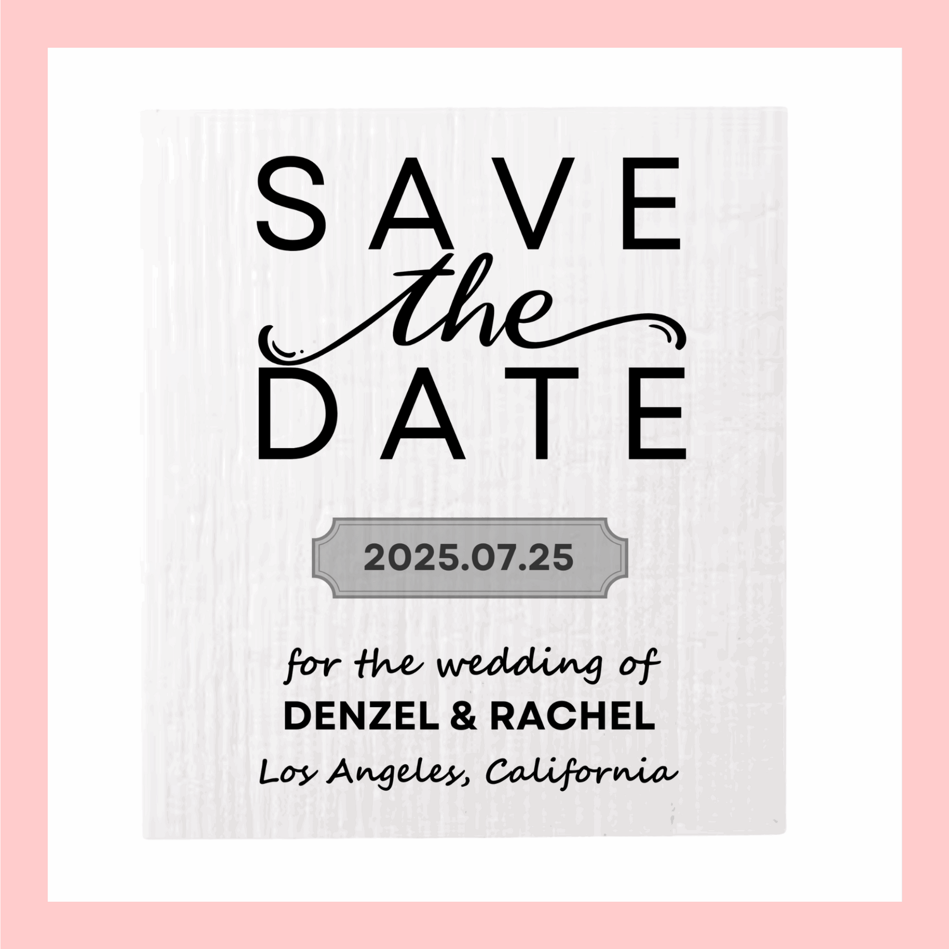 SAVE-THE-DATE ANNOUNCEMENT ~  Swedish Dishcloth [Center style A - pink, black, gold or peach]