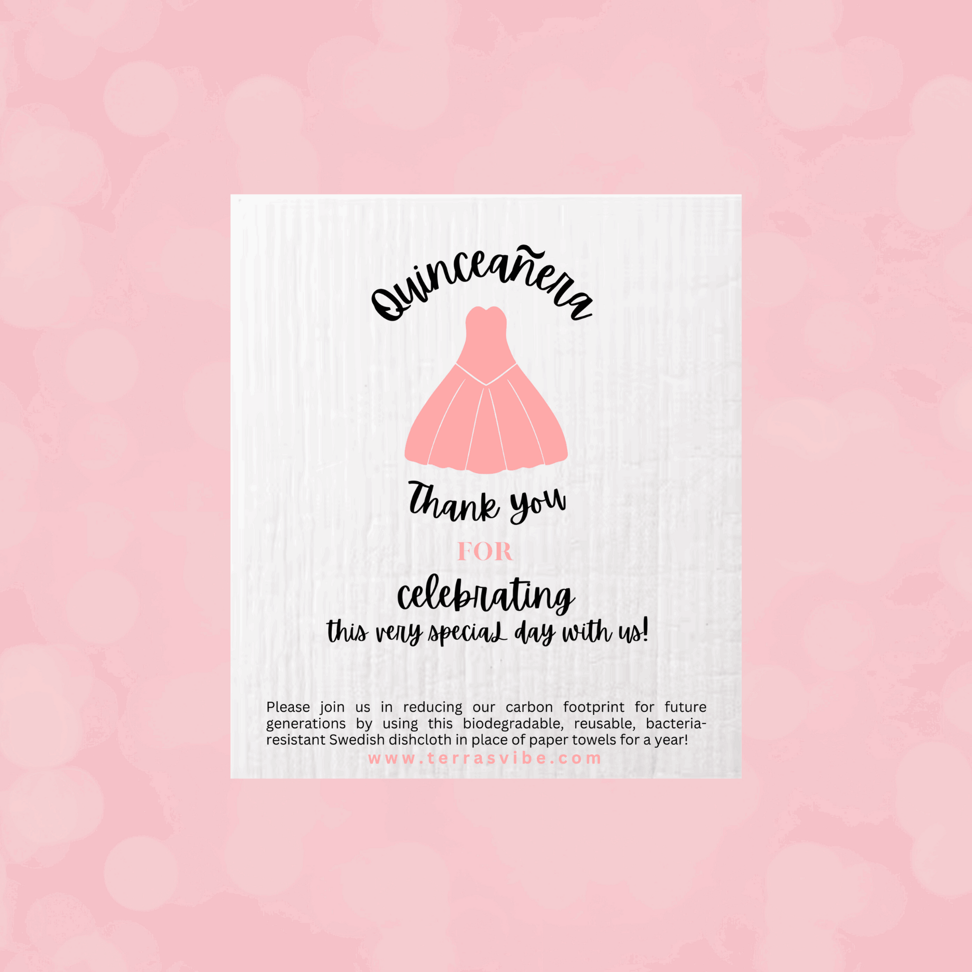 Quinceanera Dishcloth Favor | Quinceanera Swedish Favor | Terra's Vibe