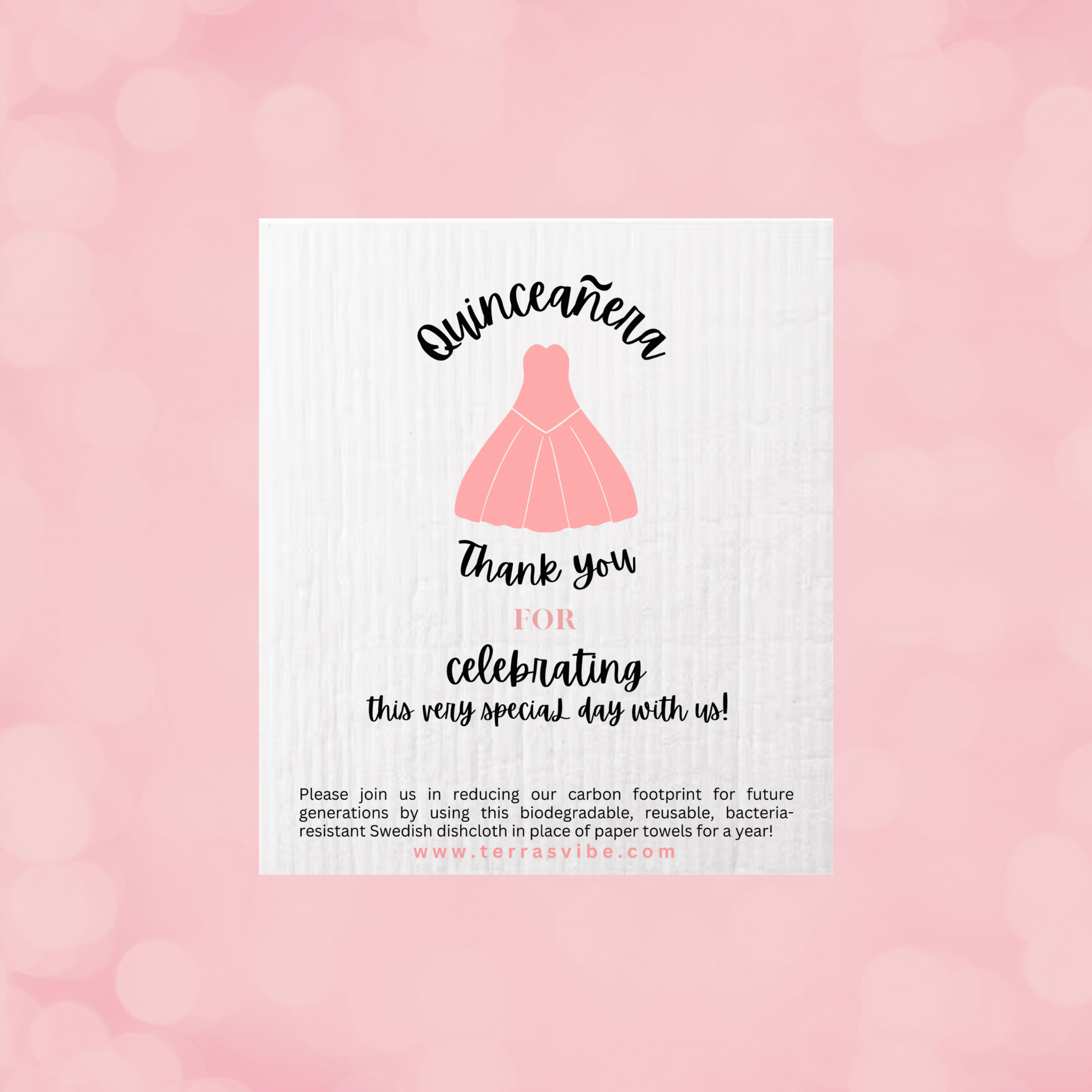 Quinceanera Dishcloth Favor | Quinceanera Swedish Favor | Terra's Vibe