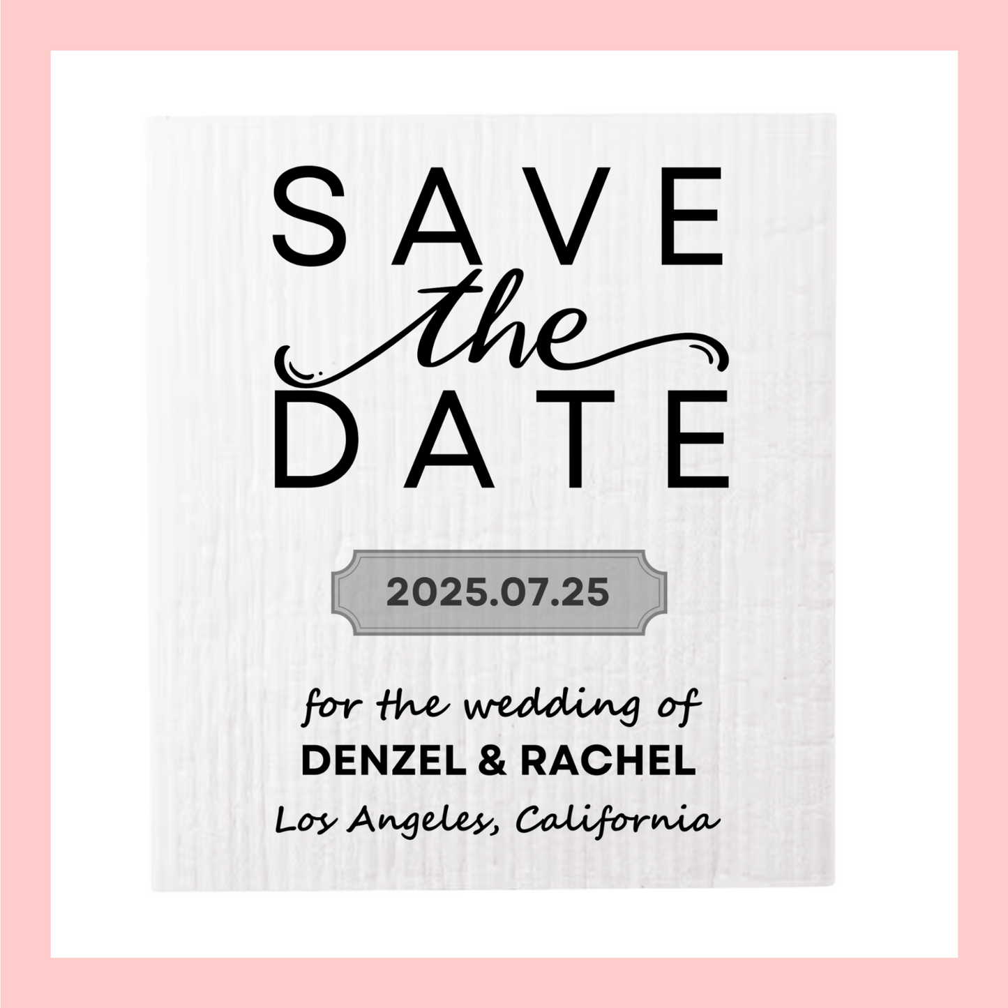 SAVE-THE-DATE ANNOUNCEMENT ~  Swedish Dishcloth [Center style A - pink, black, gold or peach]
