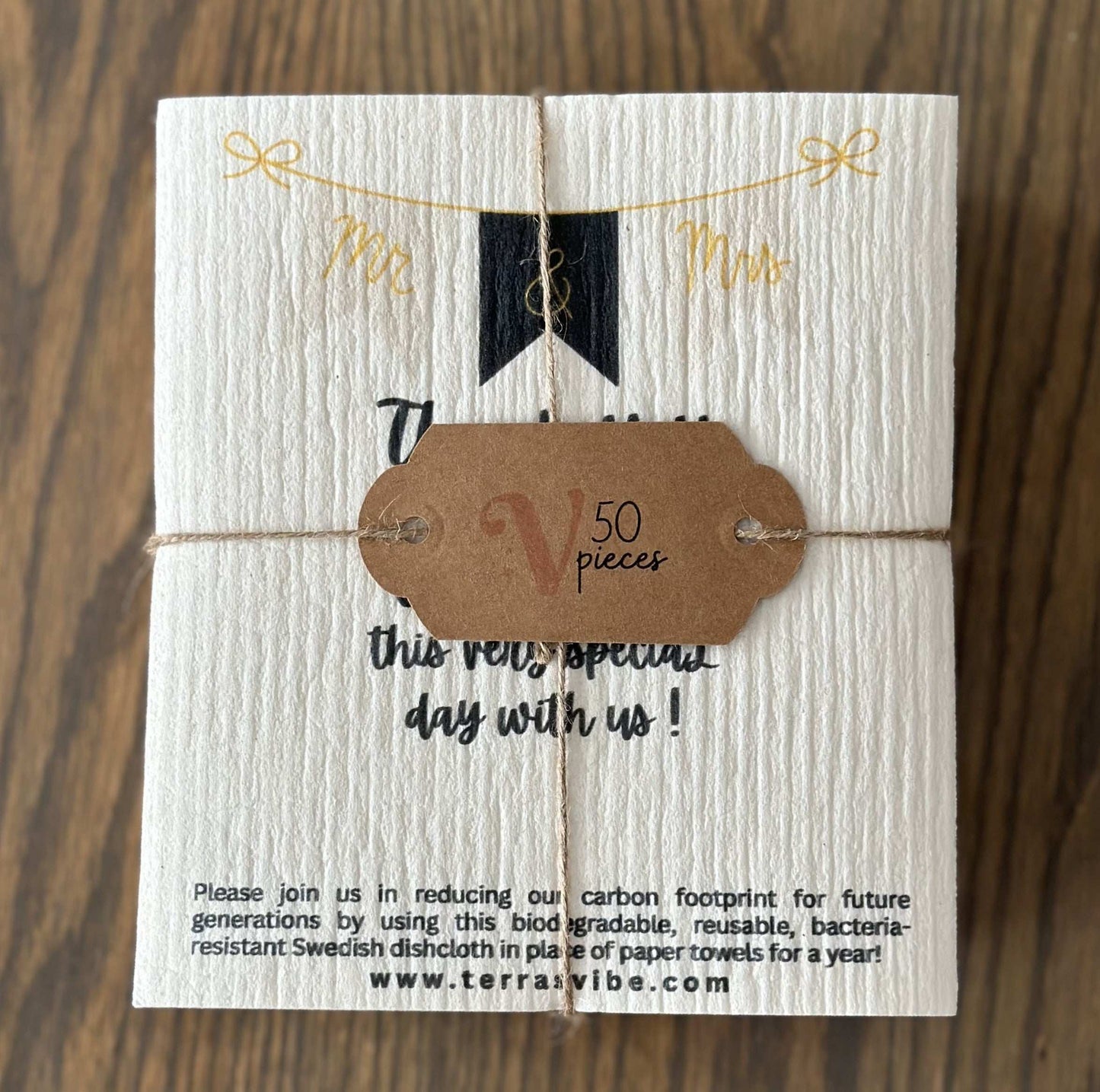 WEDDING FAVOUR ~ Swedish Dishcloth [pink, black or gold]