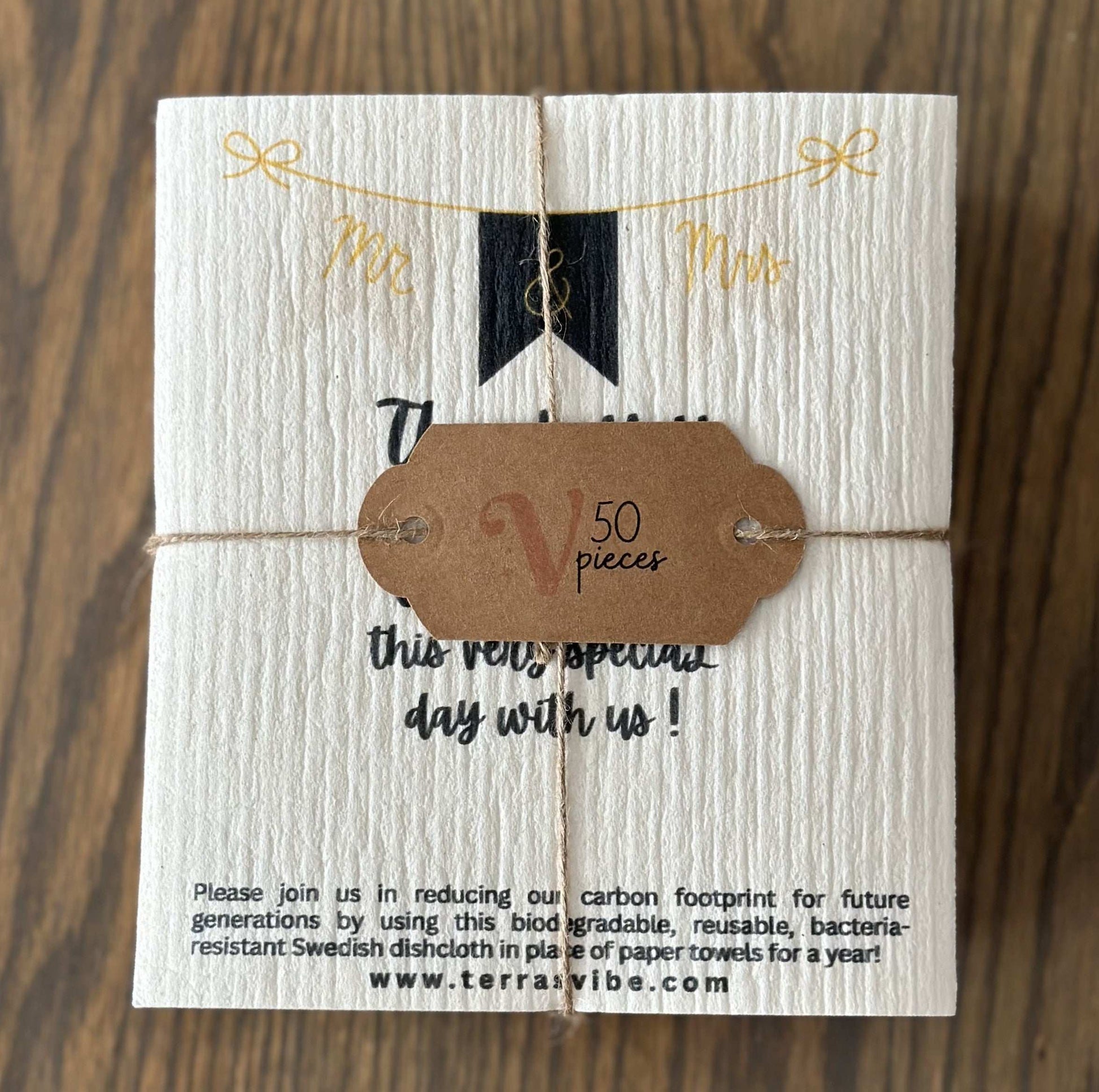 WEDDING FAVOUR ~ Swedish Dishcloth [pink, black or gold]