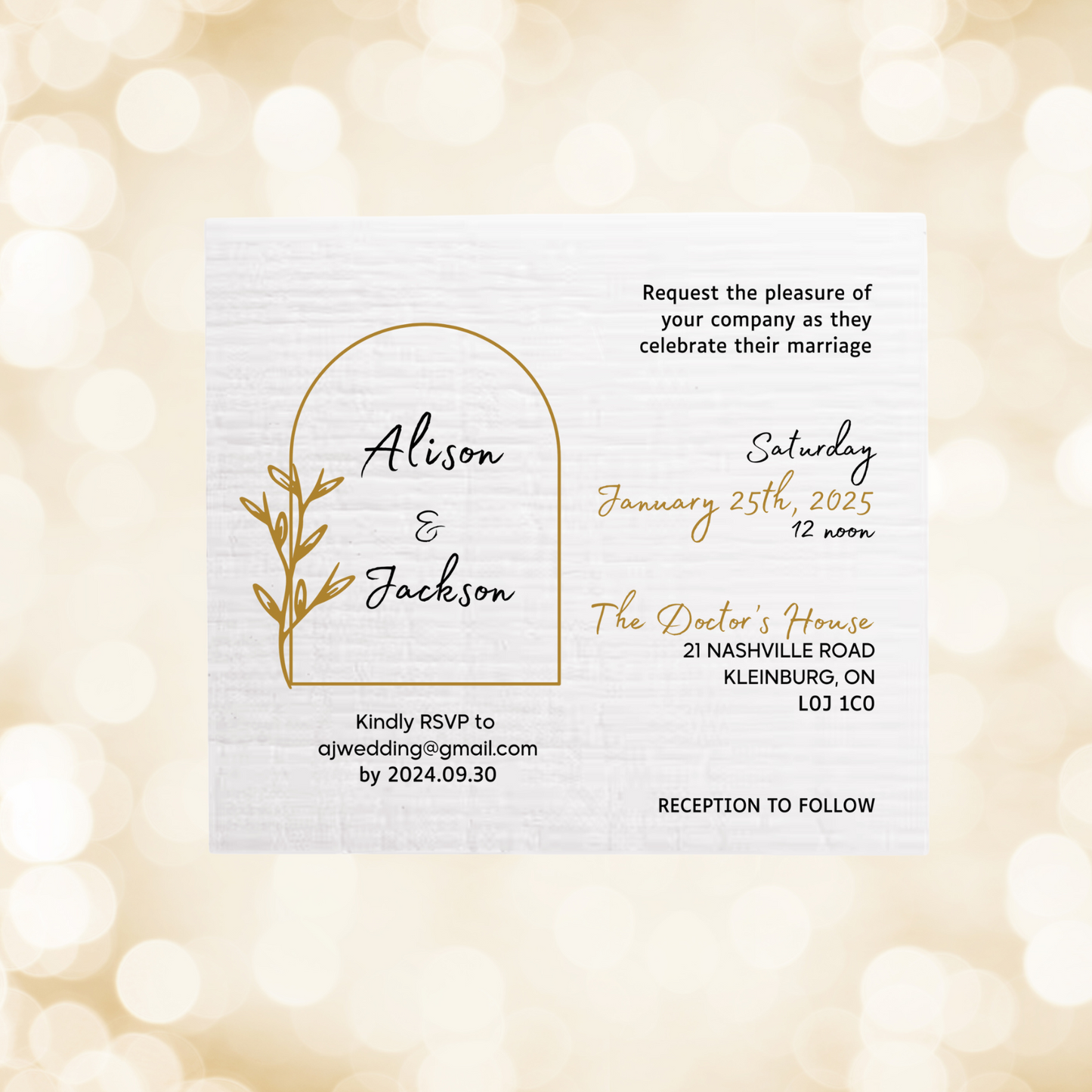 WEDDING INVITATION ~ Swedish Dishcloth [Style LANDSCAPE- pink, black, gold or peach]