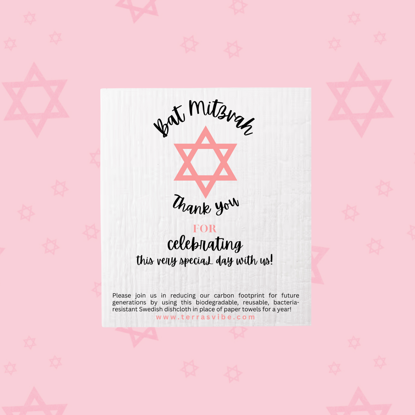 Child's Bat Mitzvah Favor | Swedish Dishcloth Favor | Terra's Vibe