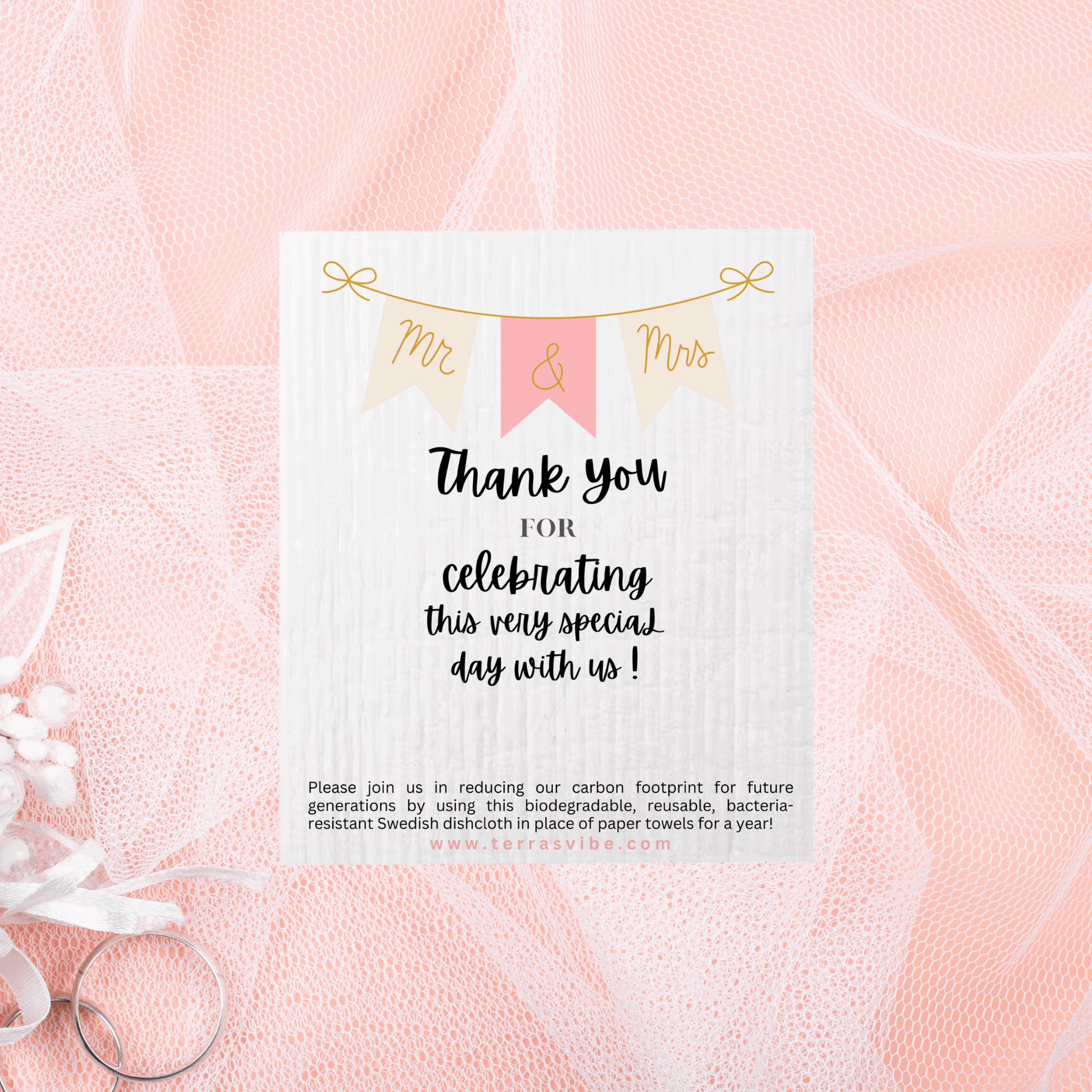 WEDDING FAVOUR ~ Swedish Dishcloth [pink, black or gold]