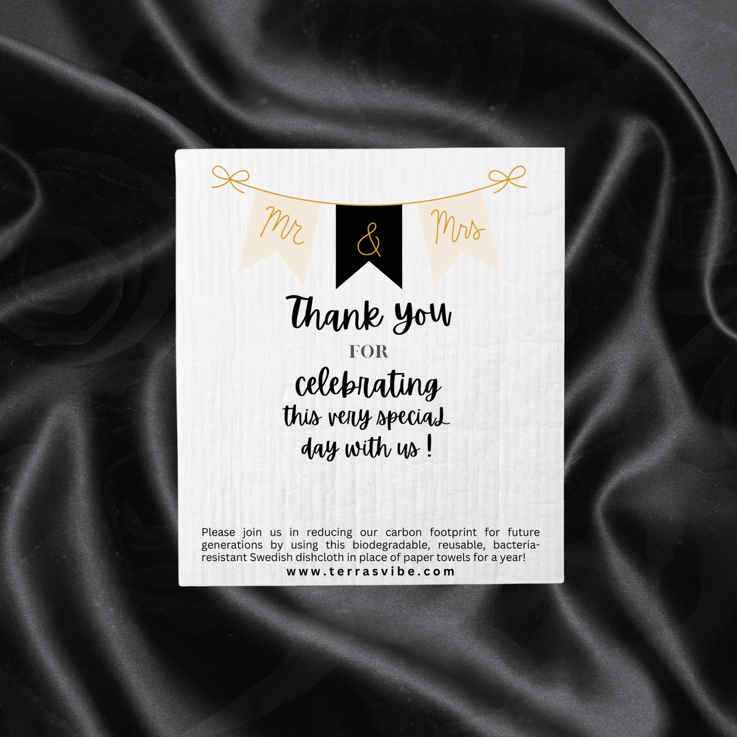 WEDDING FAVOUR ~ Swedish Dishcloth [pink, black or gold]