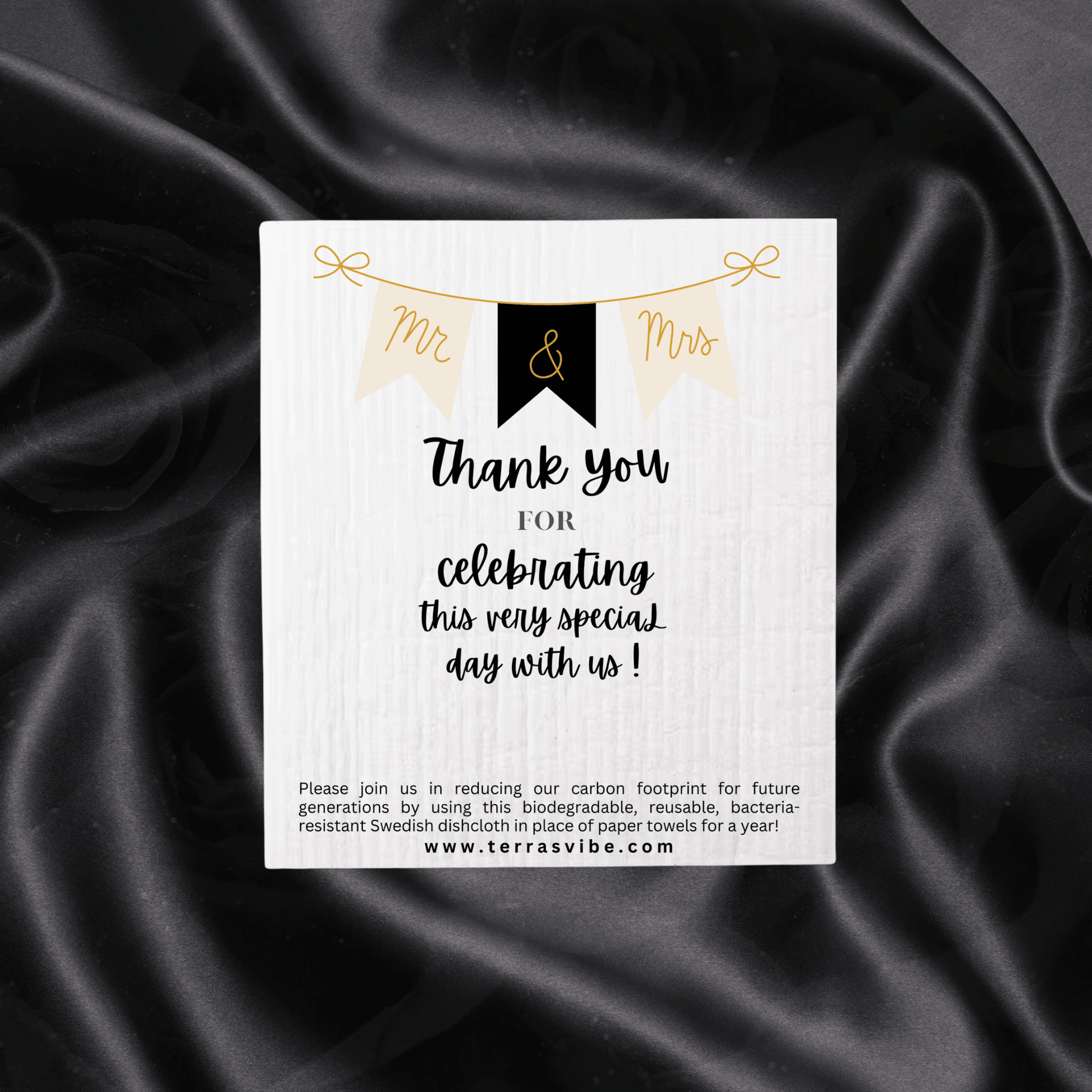 WEDDING FAVOUR ~ Swedish Dishcloth [pink, black or gold]
