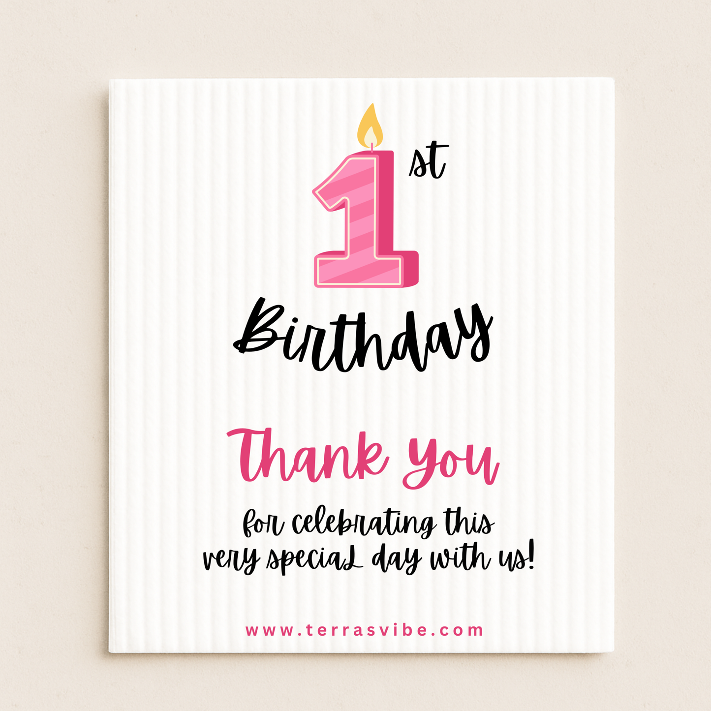 1st birthday swedish dishcloth favor pink
