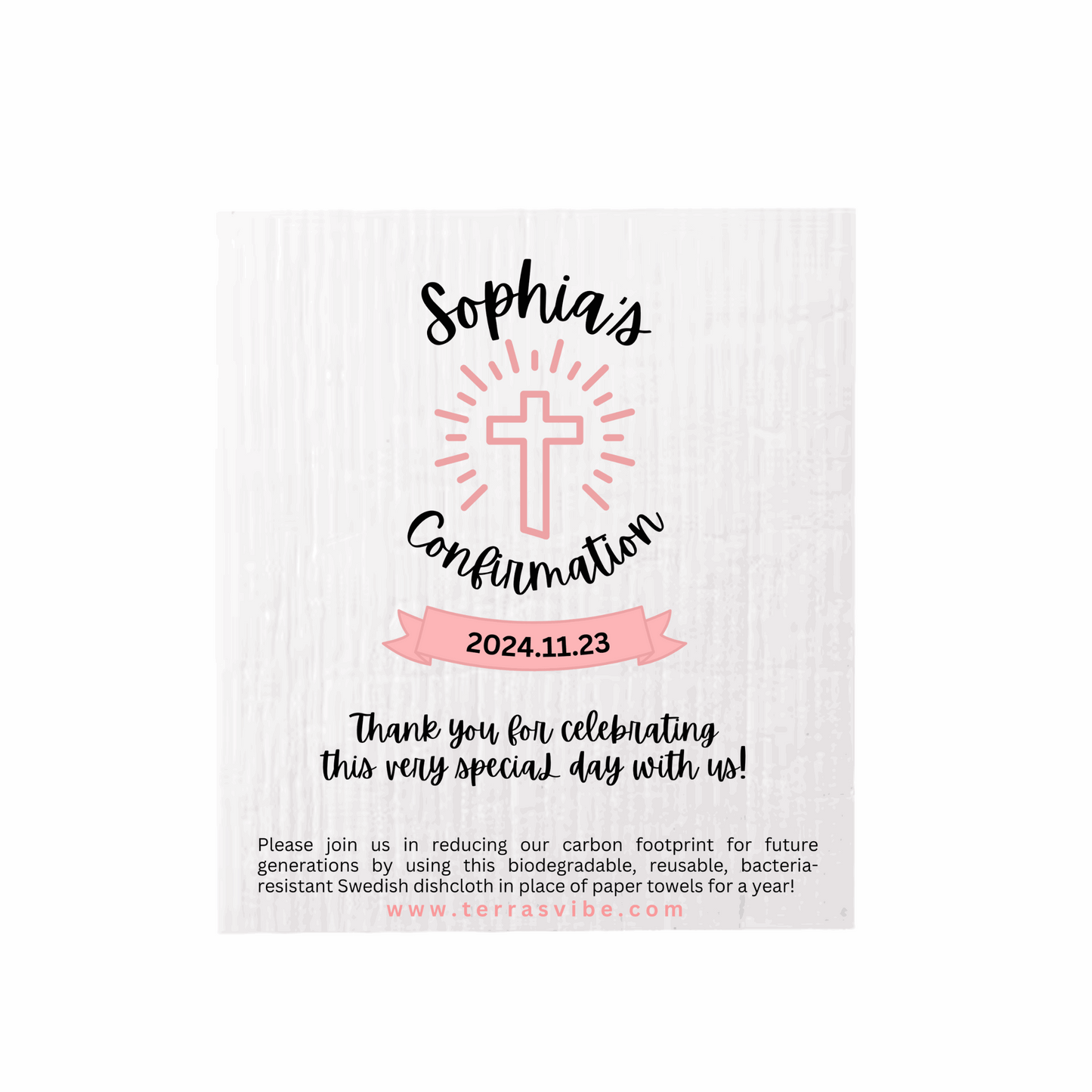 CONFIRMATION FAVOUR ~ PERSONALIZED  [pink or blue]