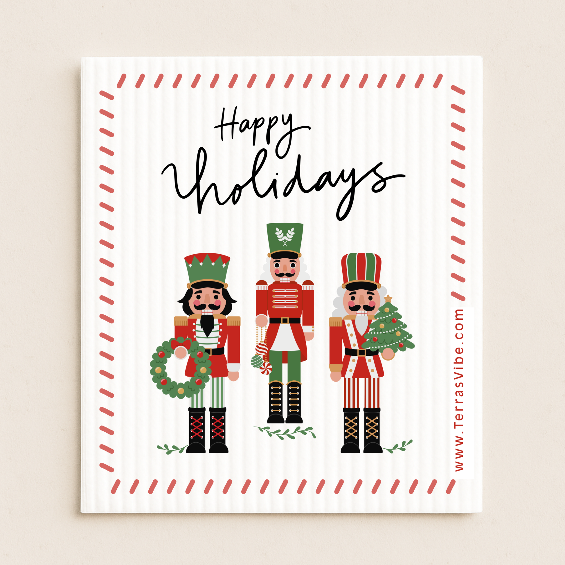 Holiday nutcracker swedish cloth  with wreaths on a white background